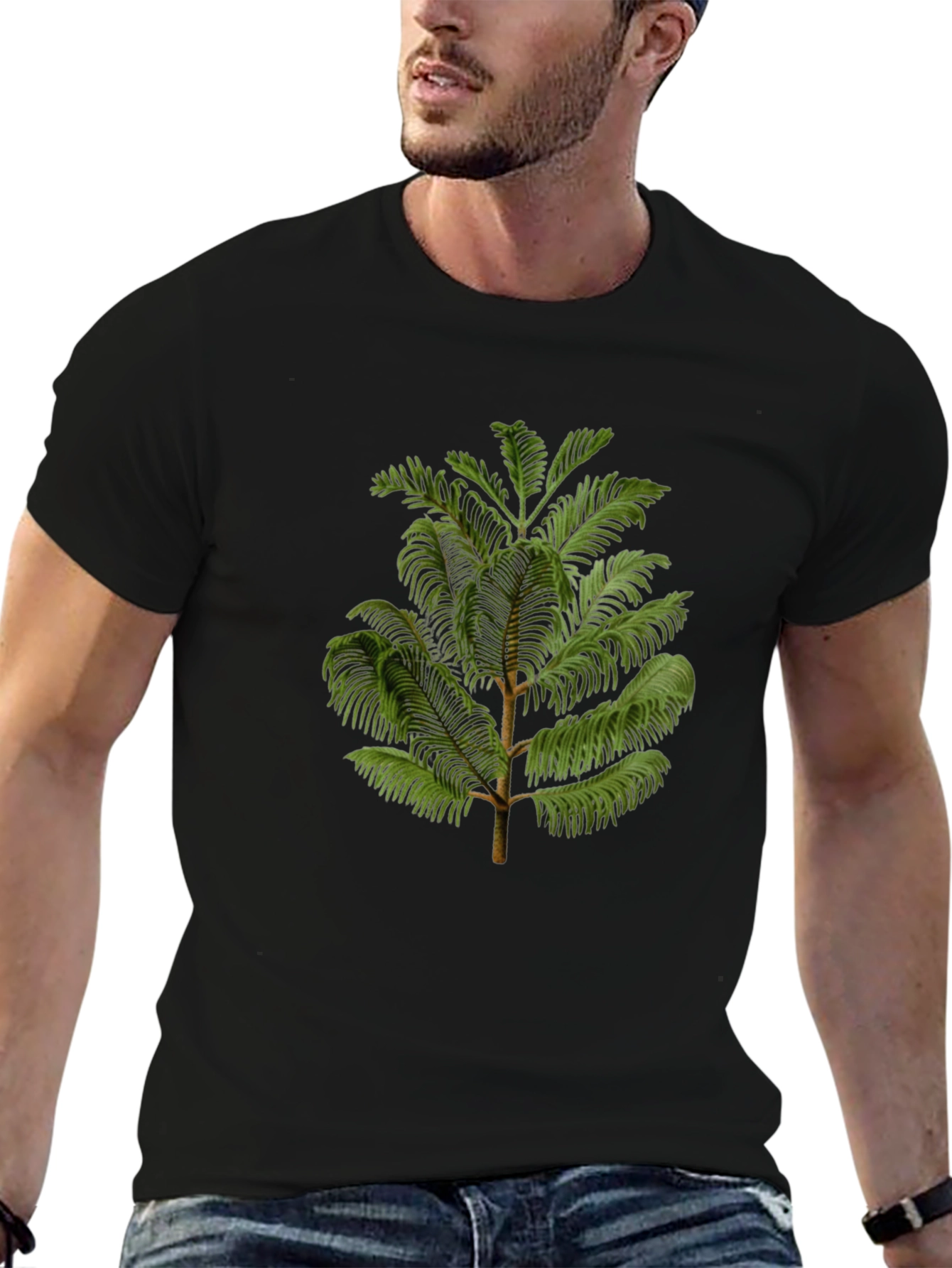Botanical Tree Graphic Black T-Shirt