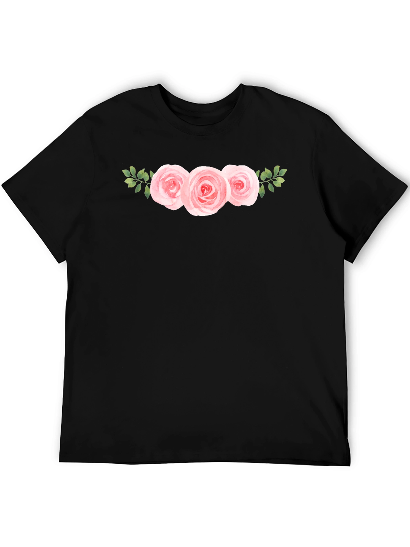Floral Roses Graphic Black T-Shirt