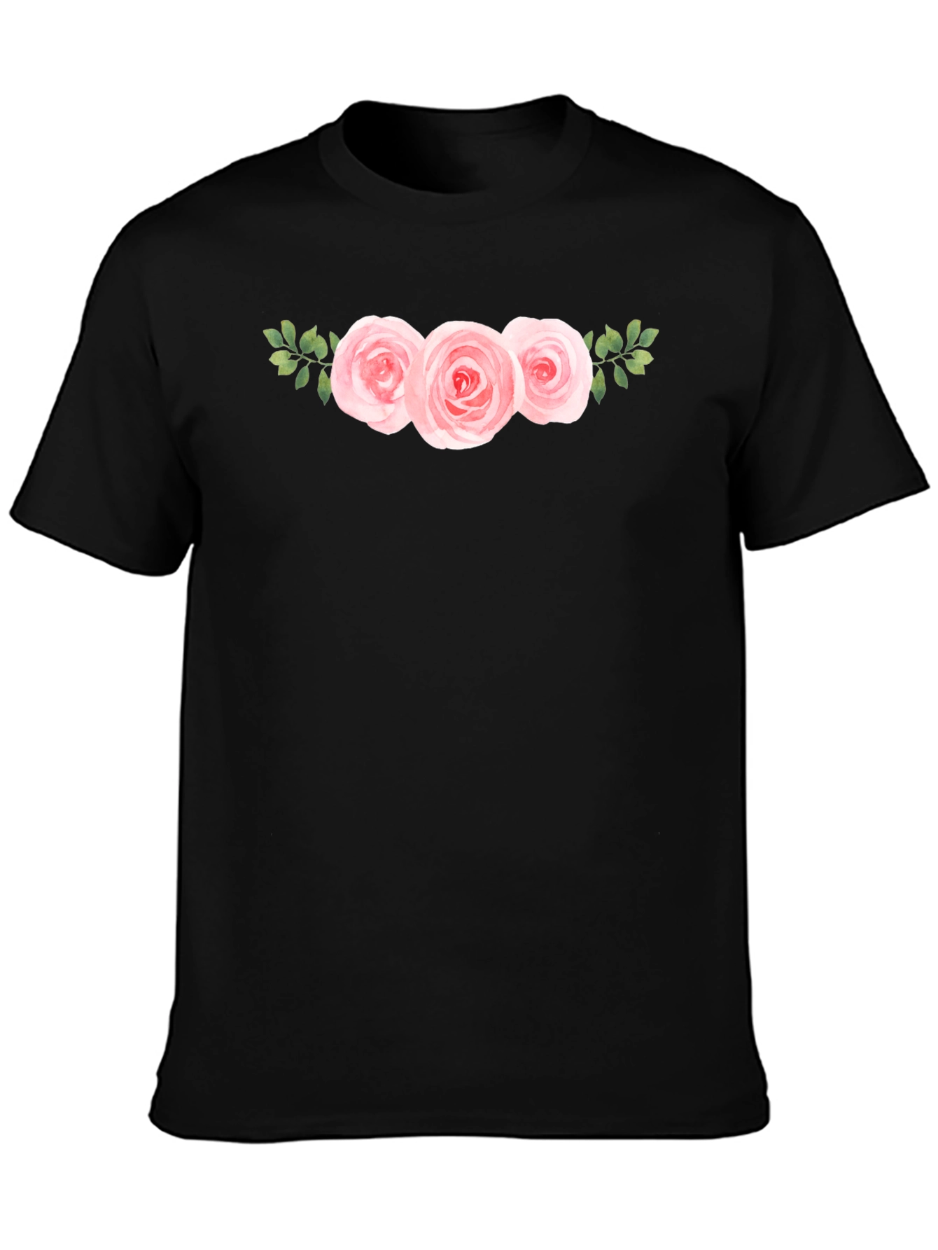 Floral Roses Graphic Black T-Shirt