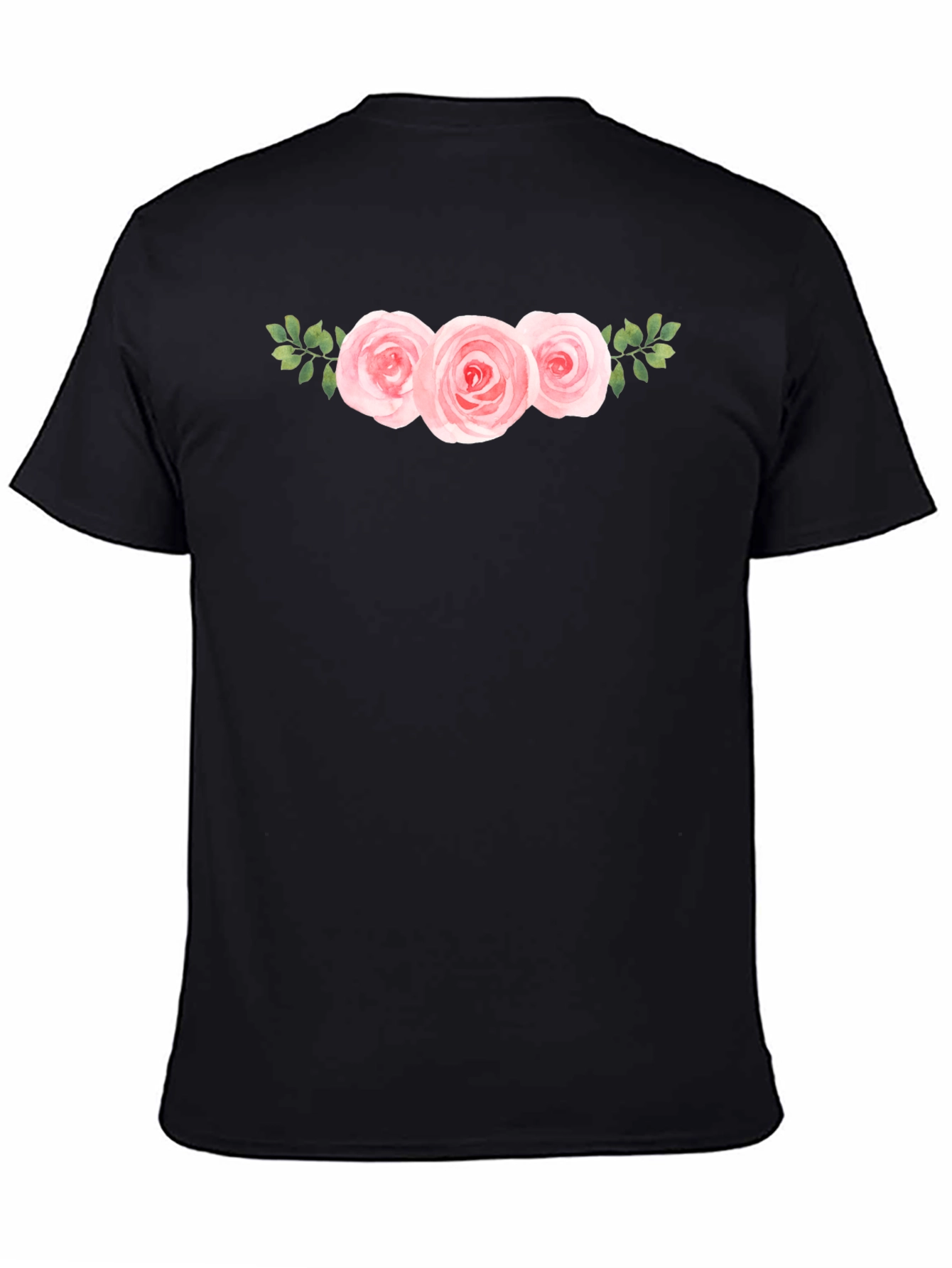 Floral Roses Graphic Black T-Shirt