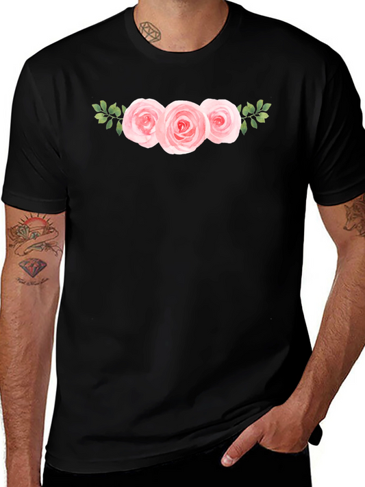 Floral Roses Graphic Black T-Shirt