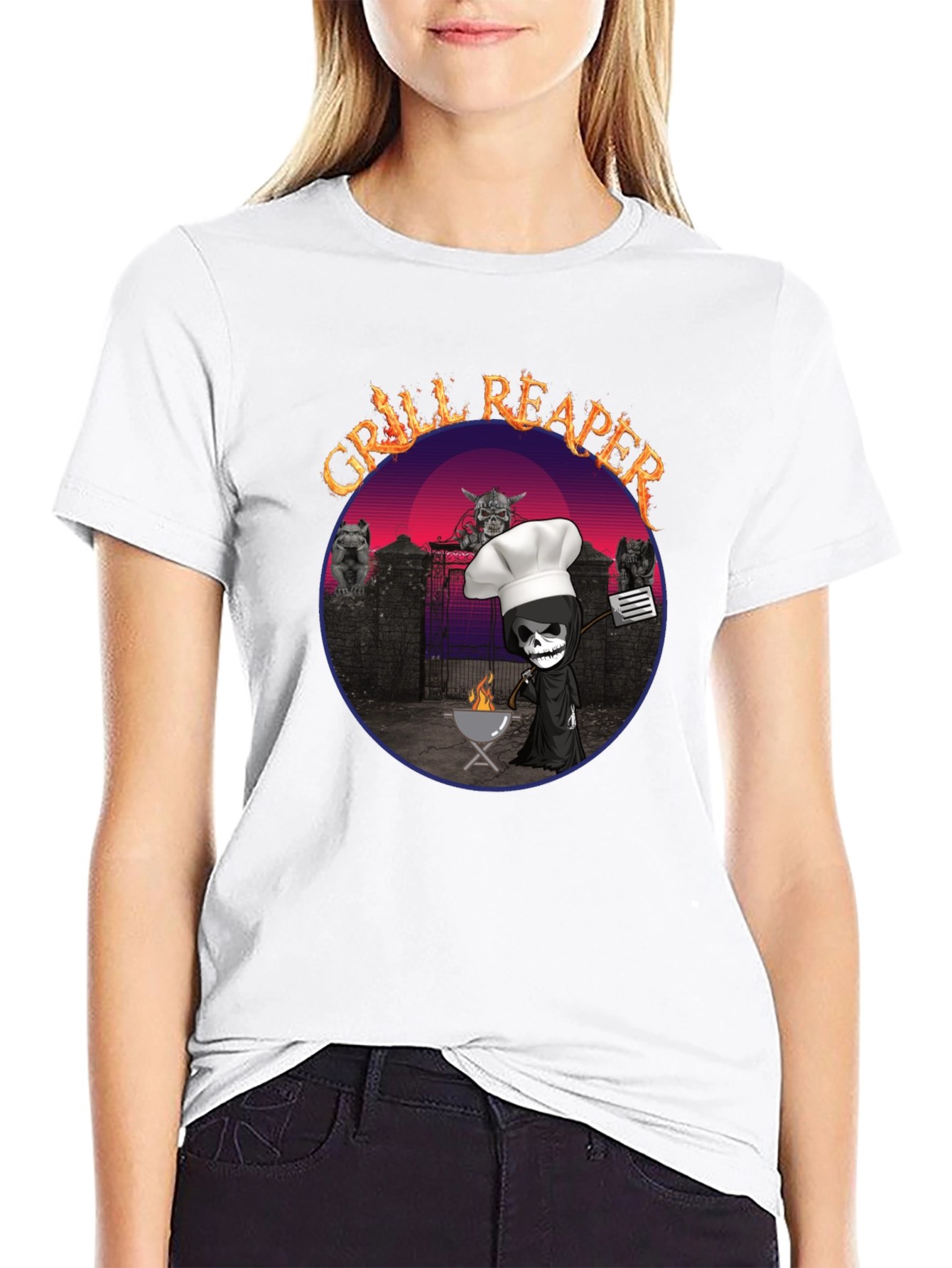Grill Reaper T-Shirt - BBQ Death Funny Tee