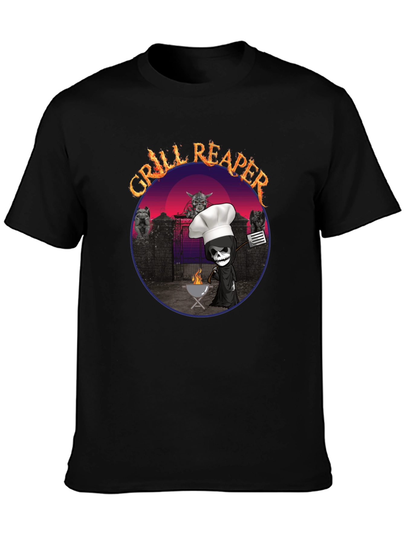 Grill Reaper T-Shirt - BBQ Death Funny Tee