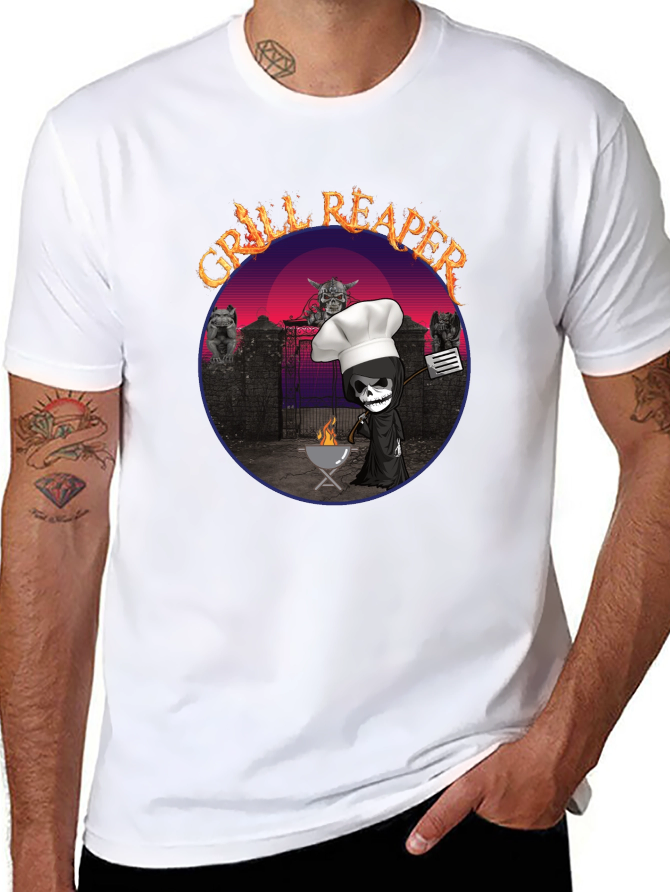 Grill Reaper T-Shirt - BBQ Death Funny Tee