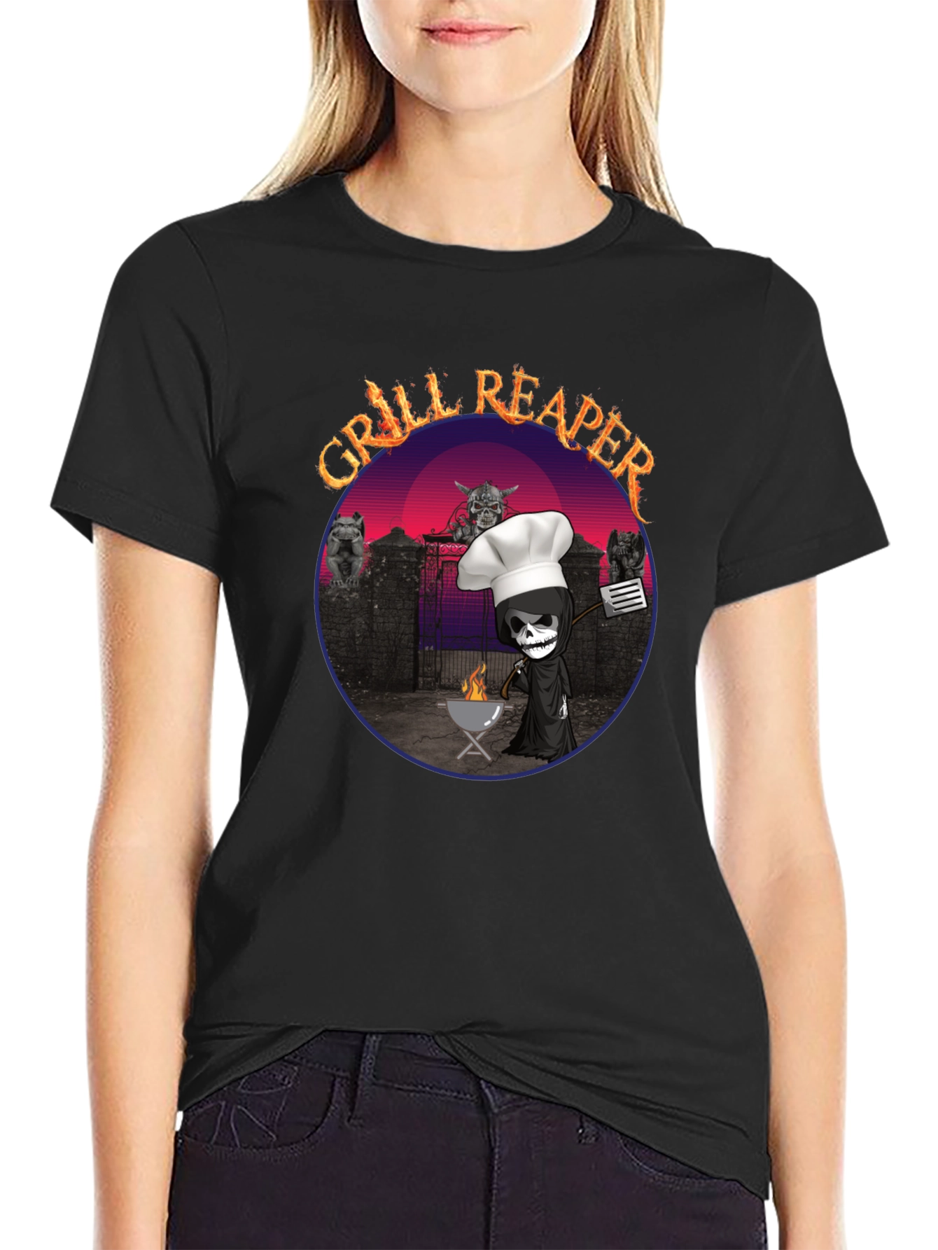 Grill Reaper T-Shirt - BBQ Death Funny Tee