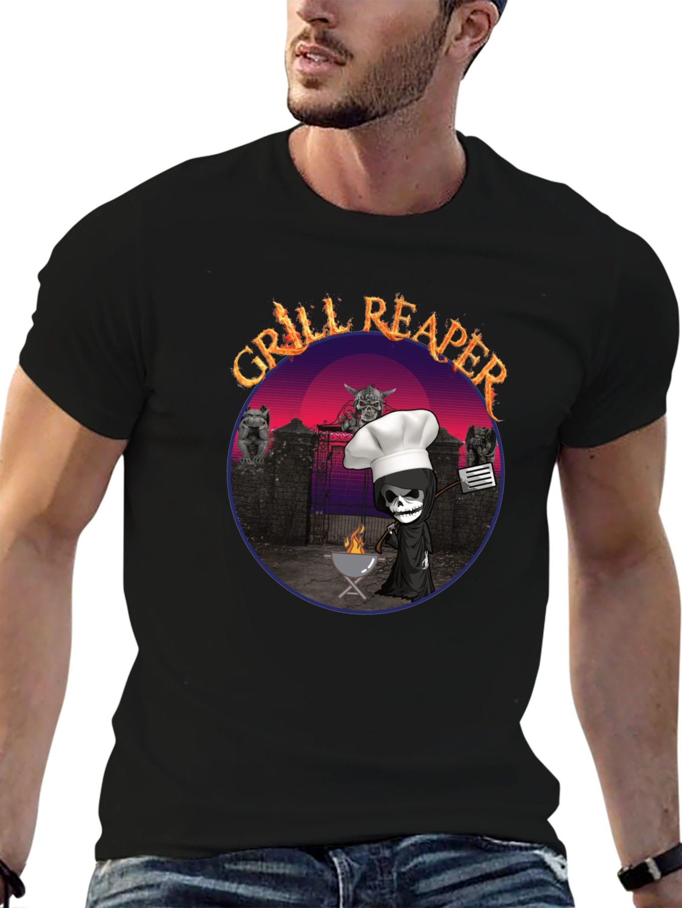 Grill Reaper T-Shirt - BBQ Death Funny Tee