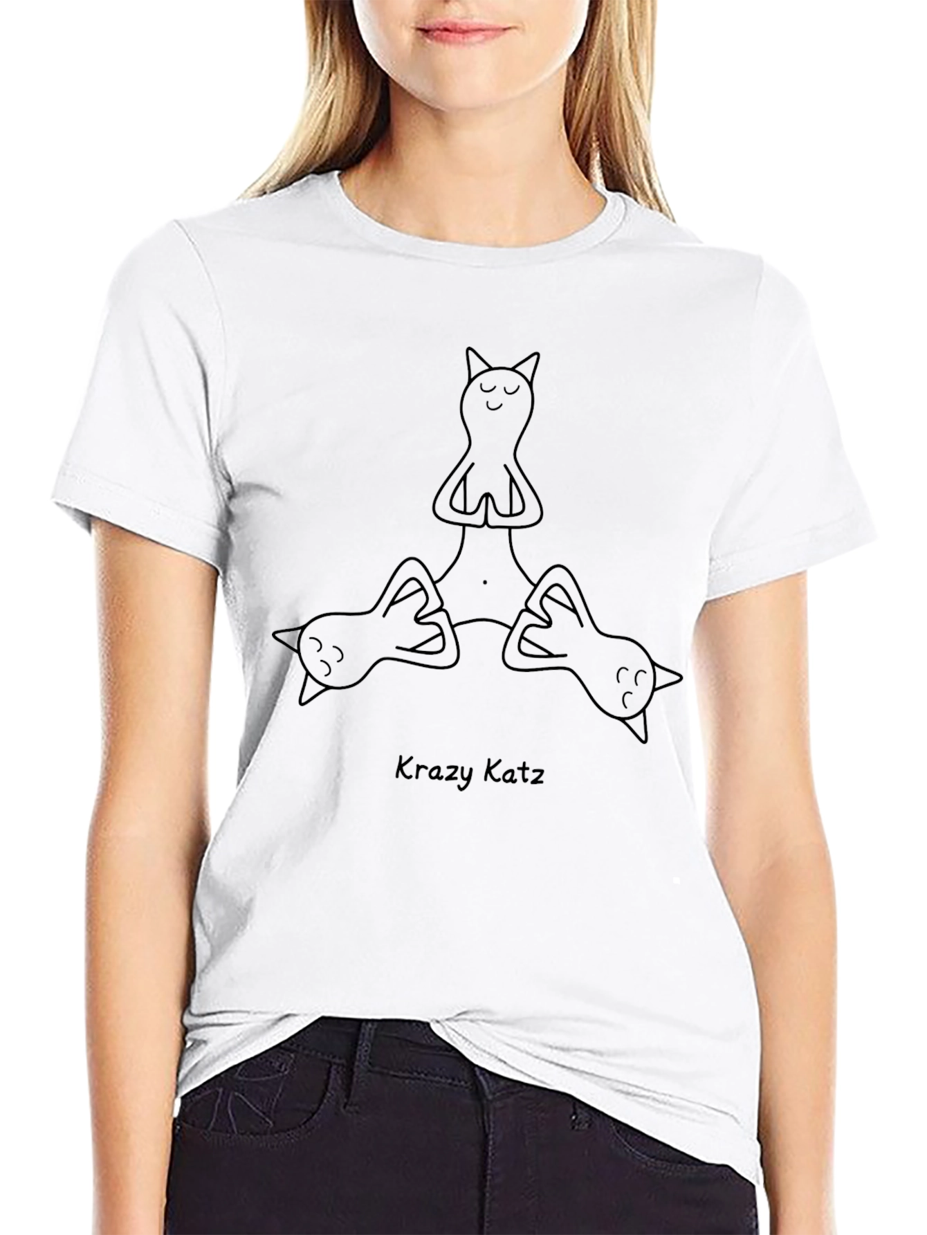 Krazy Katz Graphic T-Shirt - Yoga Cats Design