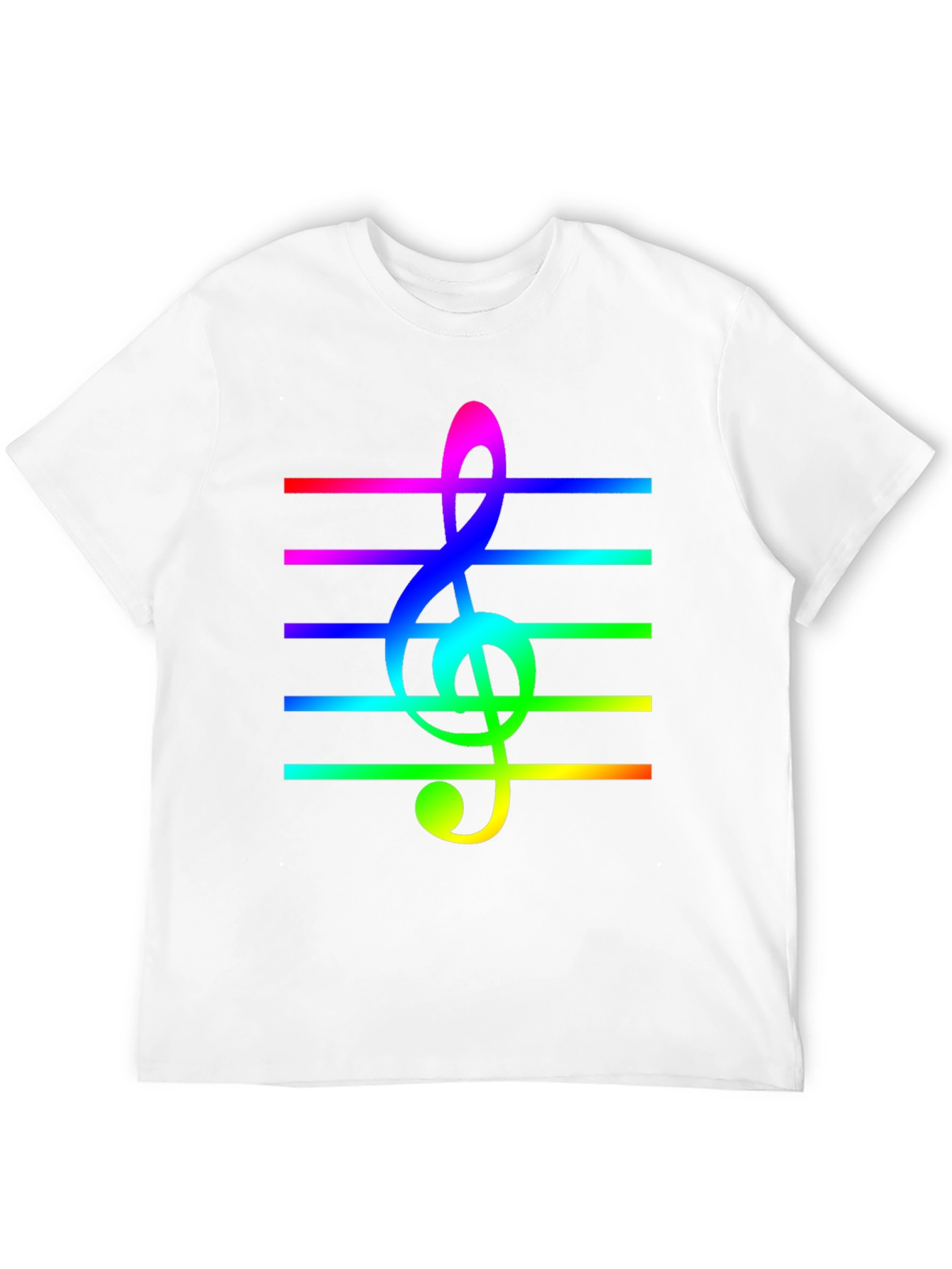 Rainbow Treble Clef Music T-Shirt - Black Cotton Tee