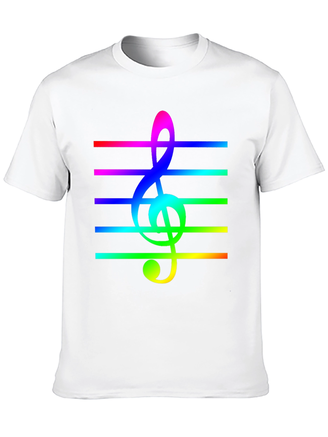 Rainbow Treble Clef Music T-Shirt - Black Cotton Tee