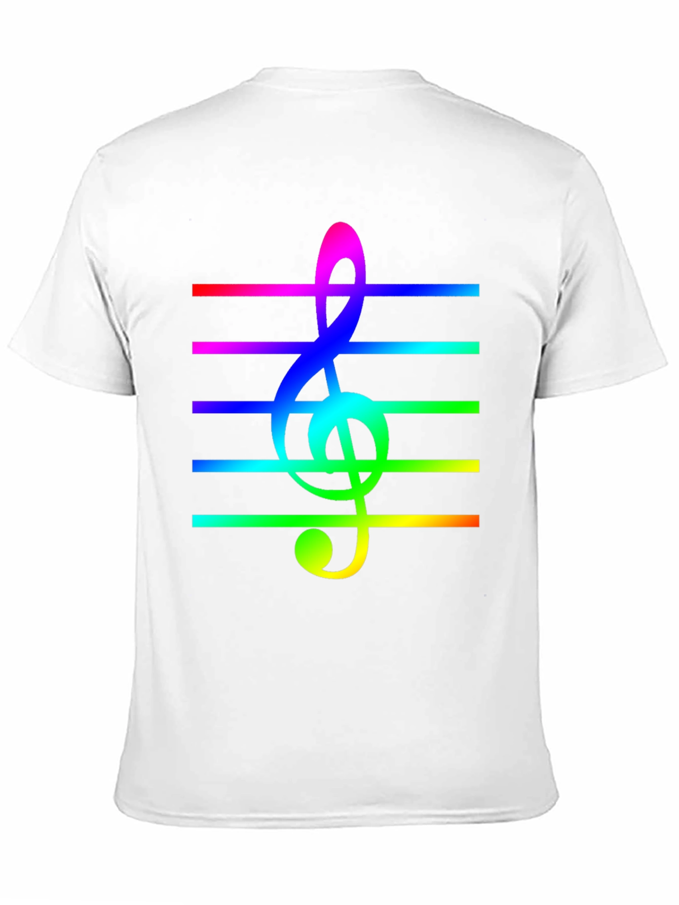 Rainbow Treble Clef Music T-Shirt - Black Cotton Tee