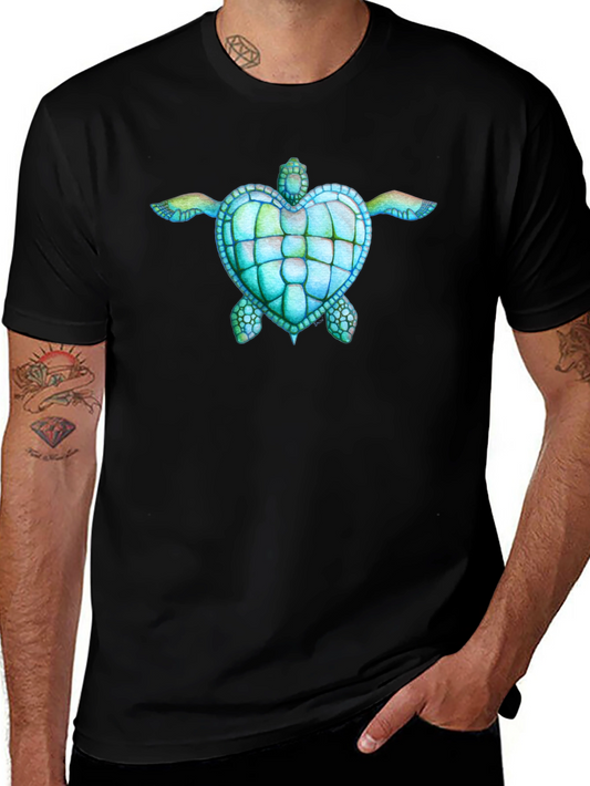 Heart Turtle Graphic Black T-Shirt