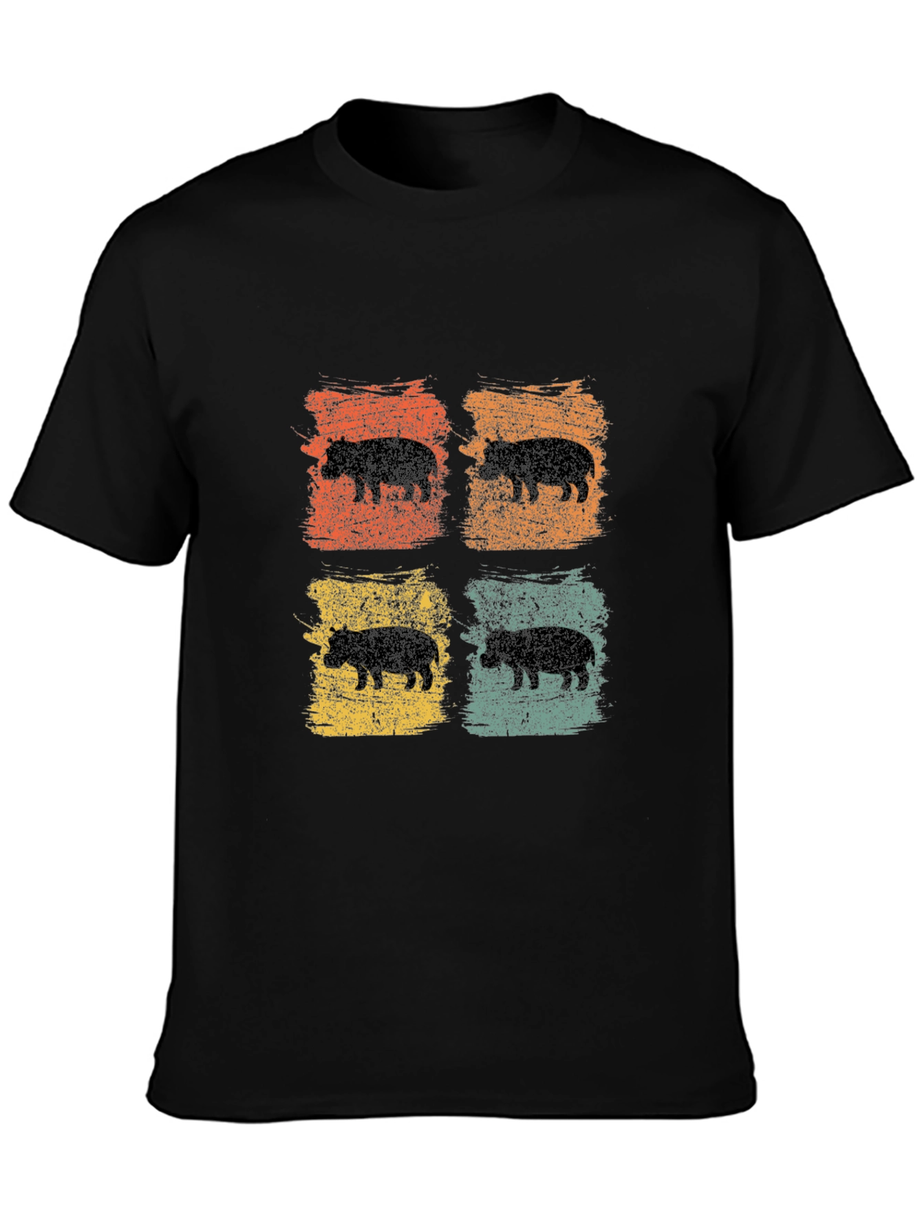 Retro Hippo Graphic Tee - Cool Casual Style