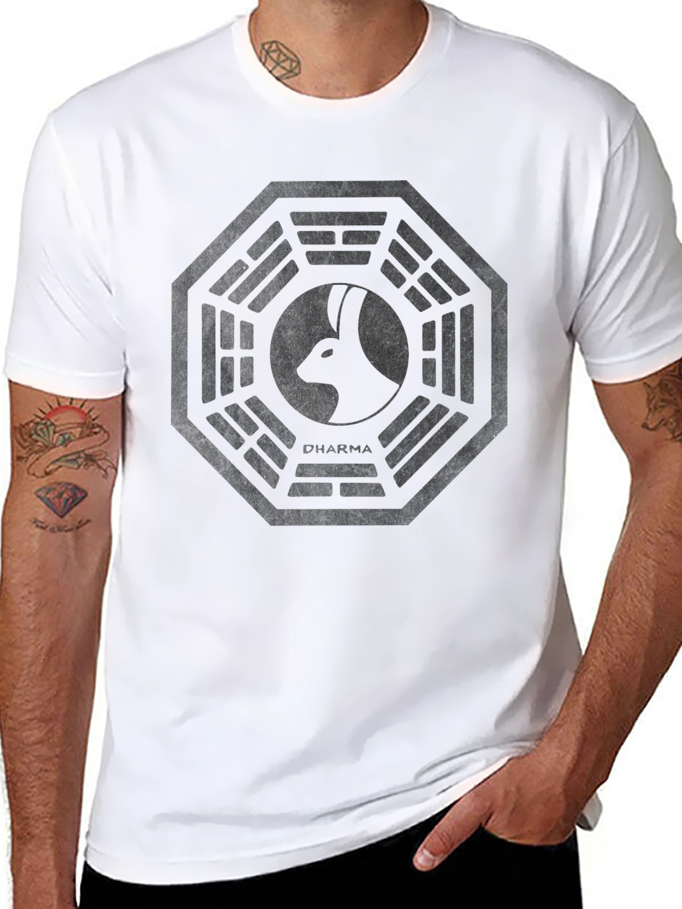 Dharma Initiative Rabbit Logo Black T-Shirt