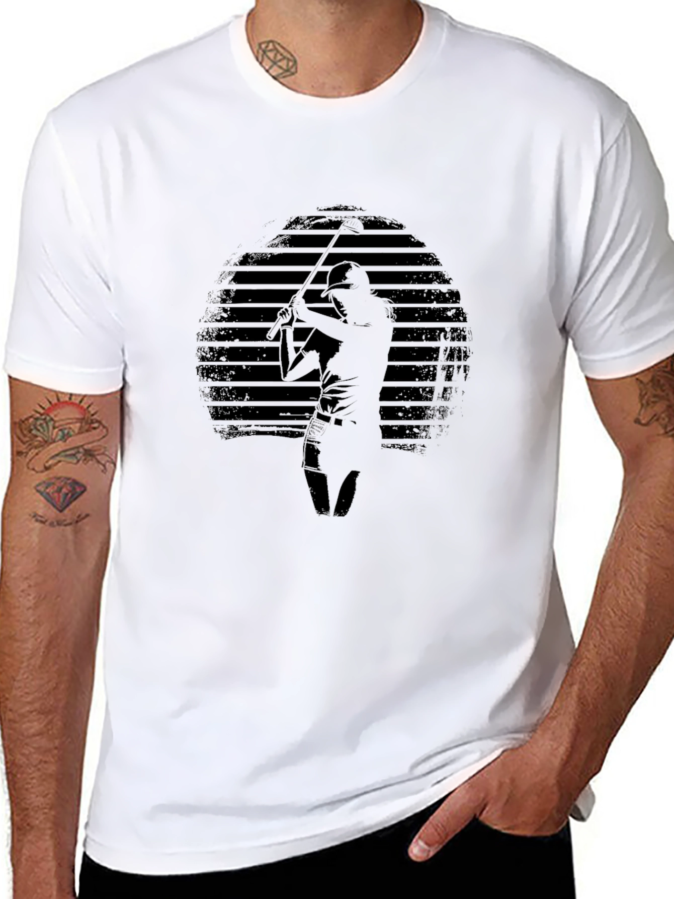Mens Black Golf Silhouette Graphic Tee