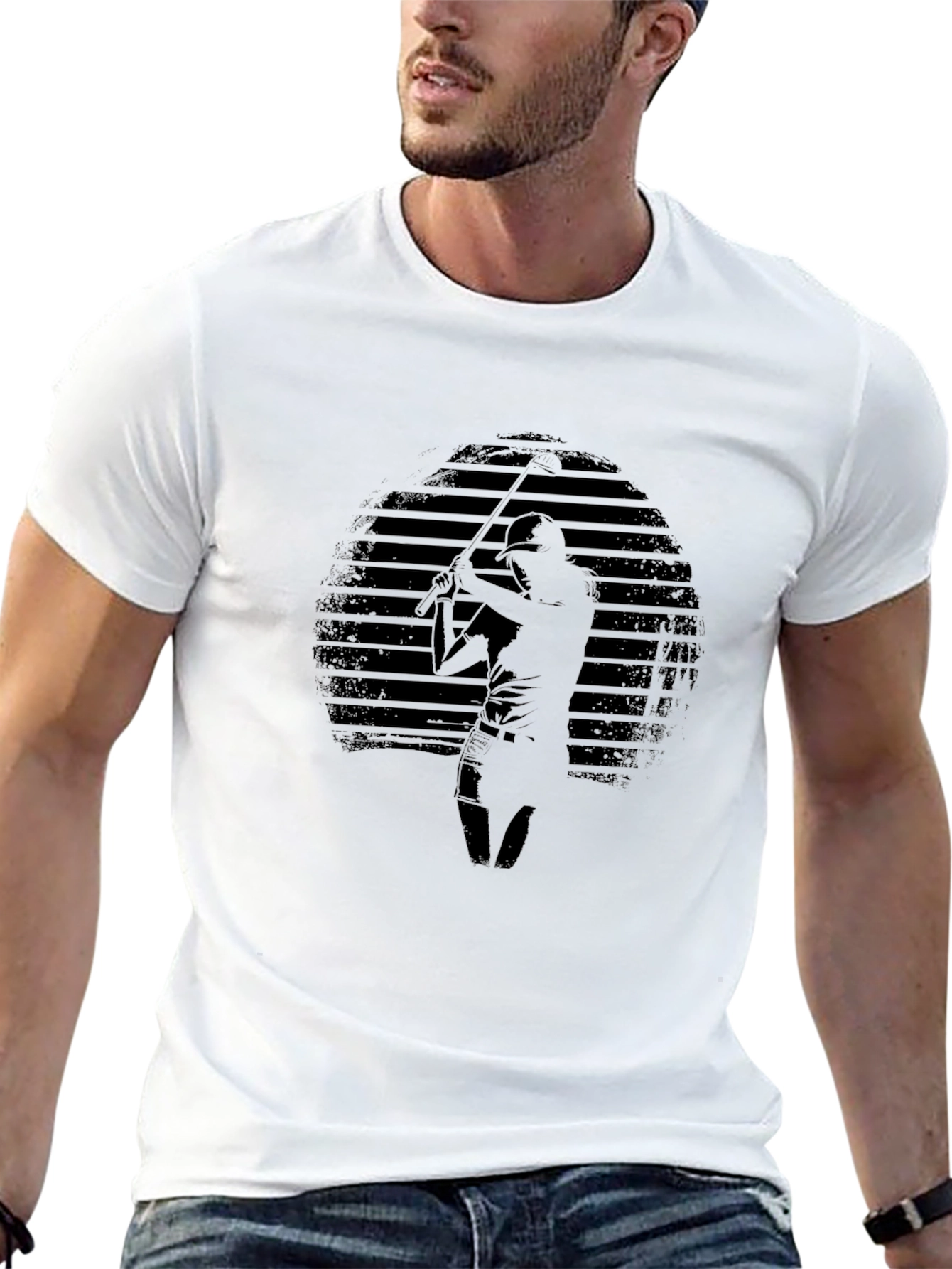 Mens Black Golf Silhouette Graphic Tee
