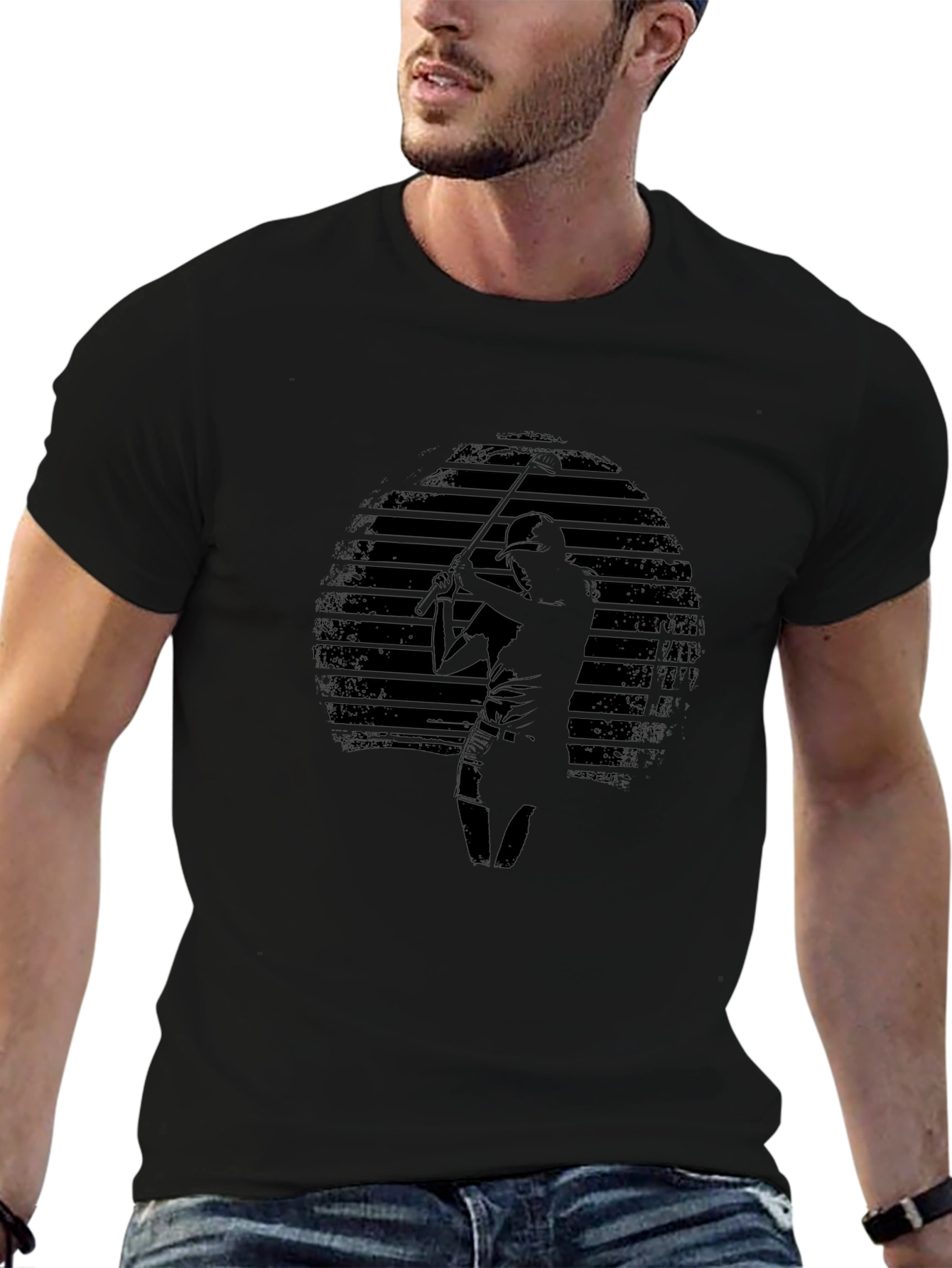 Mens Black Golf Silhouette Graphic Tee