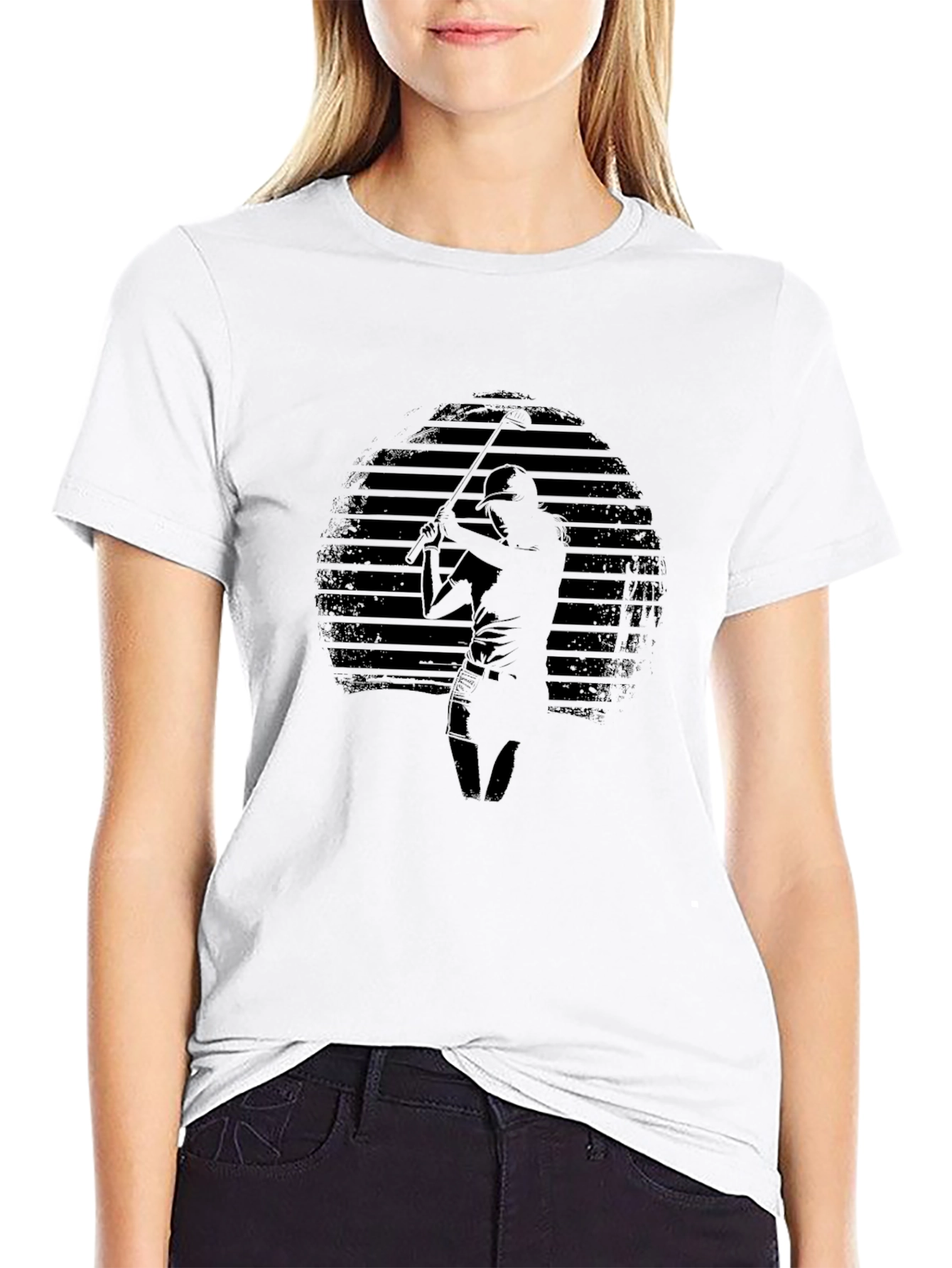 Mens Black Golf Silhouette Graphic Tee