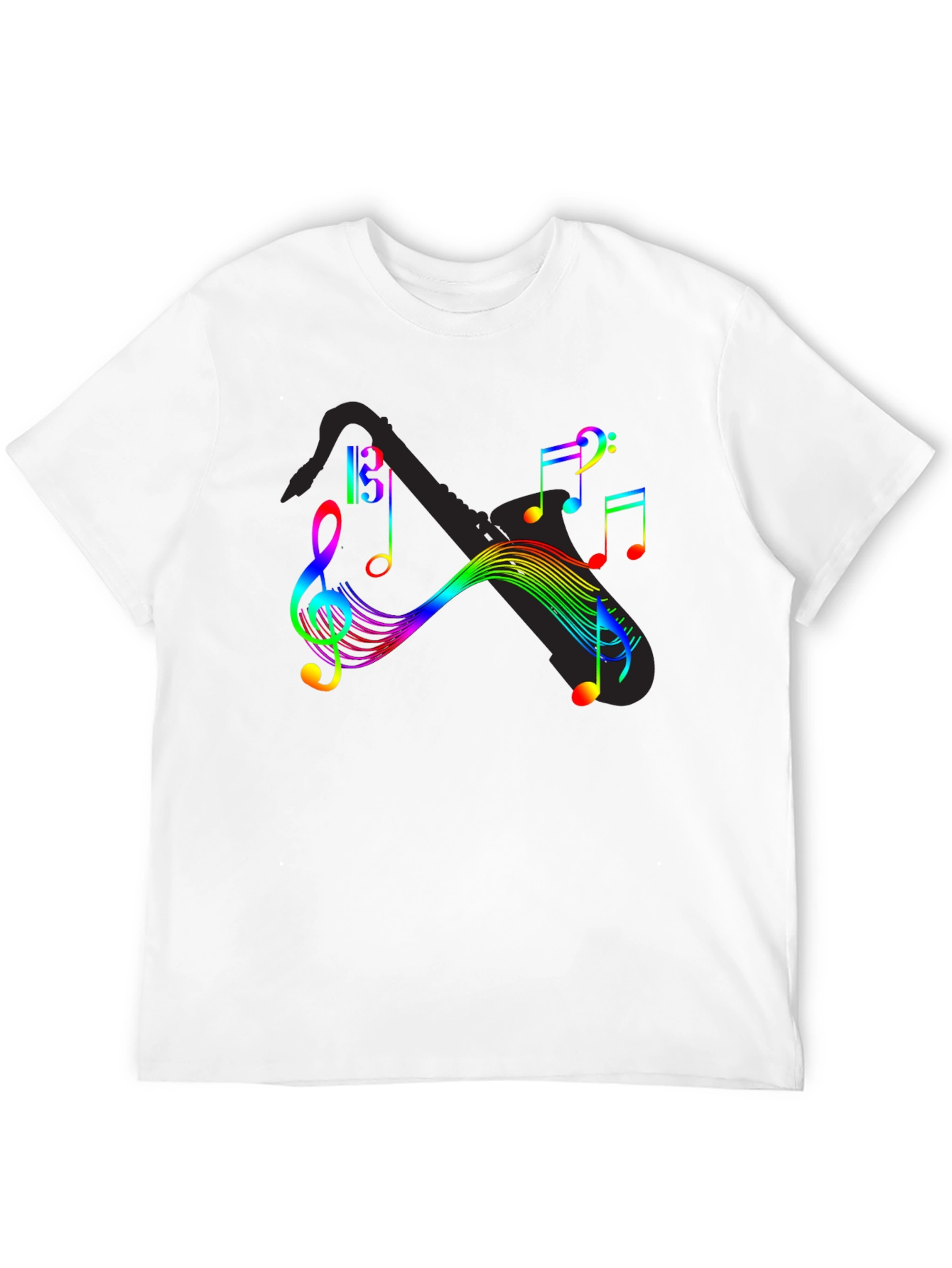Rainbow Music Notes Graphic T-Shirt