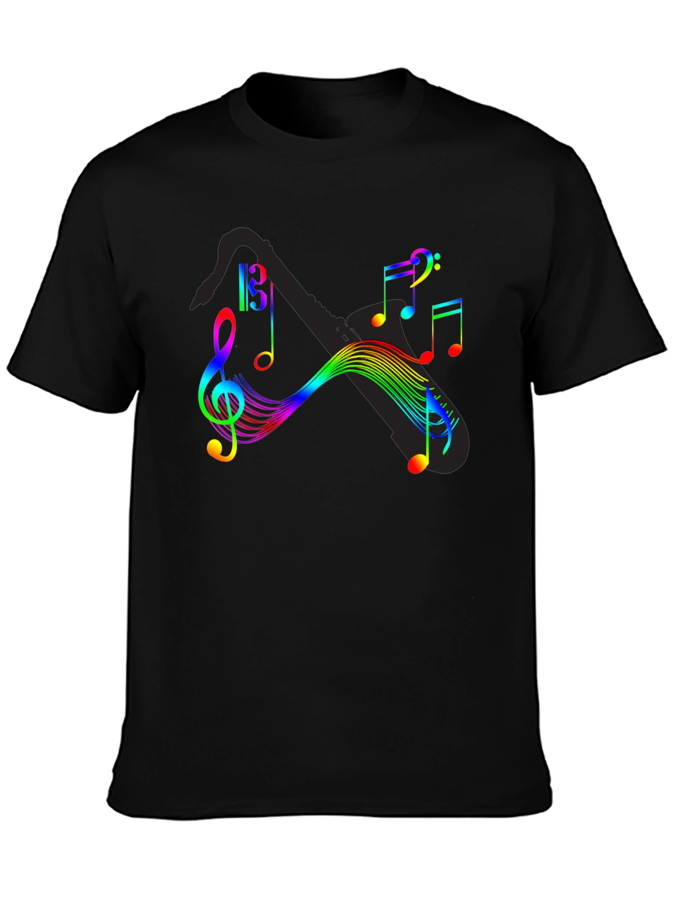 Rainbow Music Notes Graphic T-Shirt