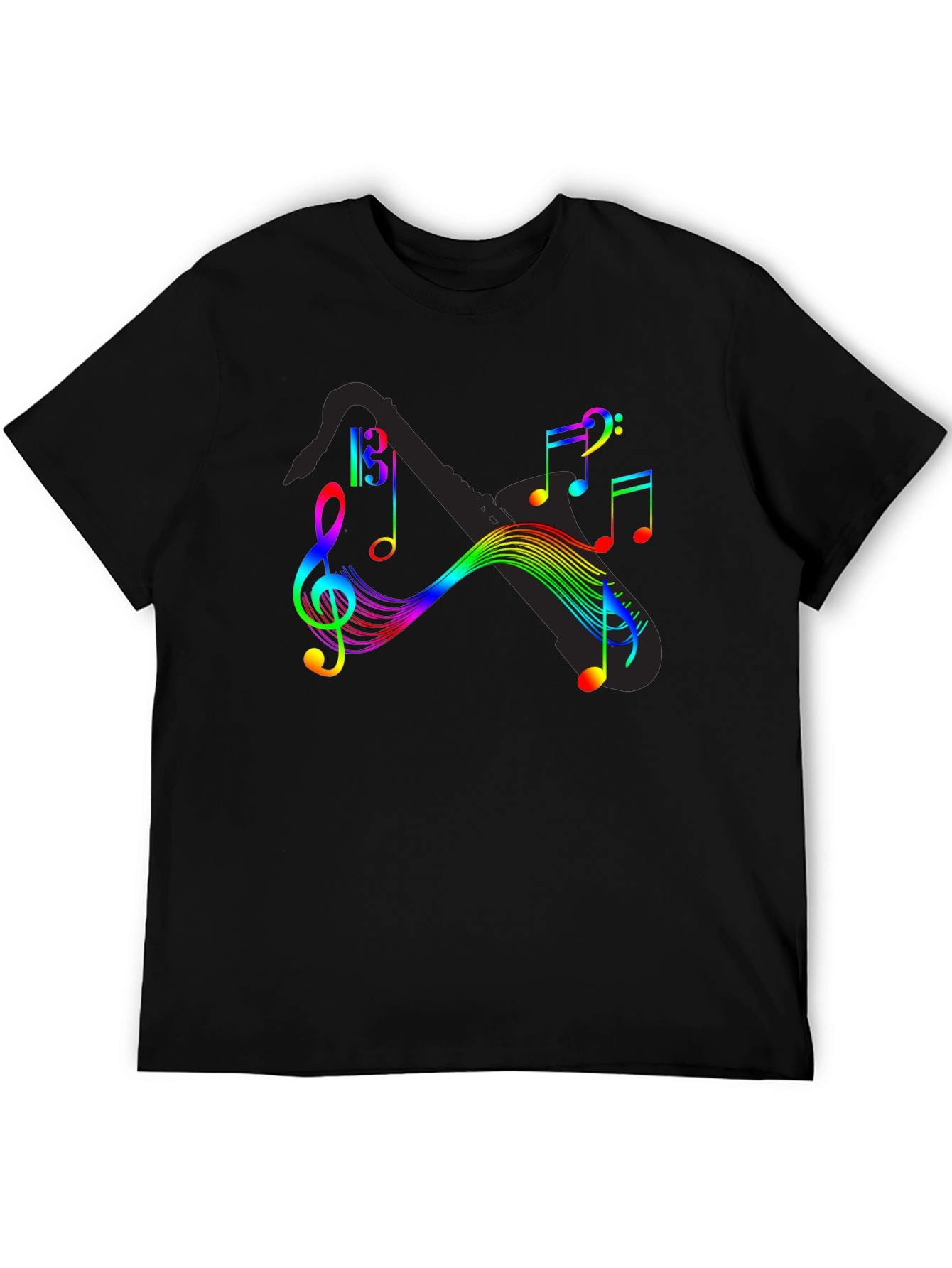 Rainbow Music Notes Graphic T-Shirt