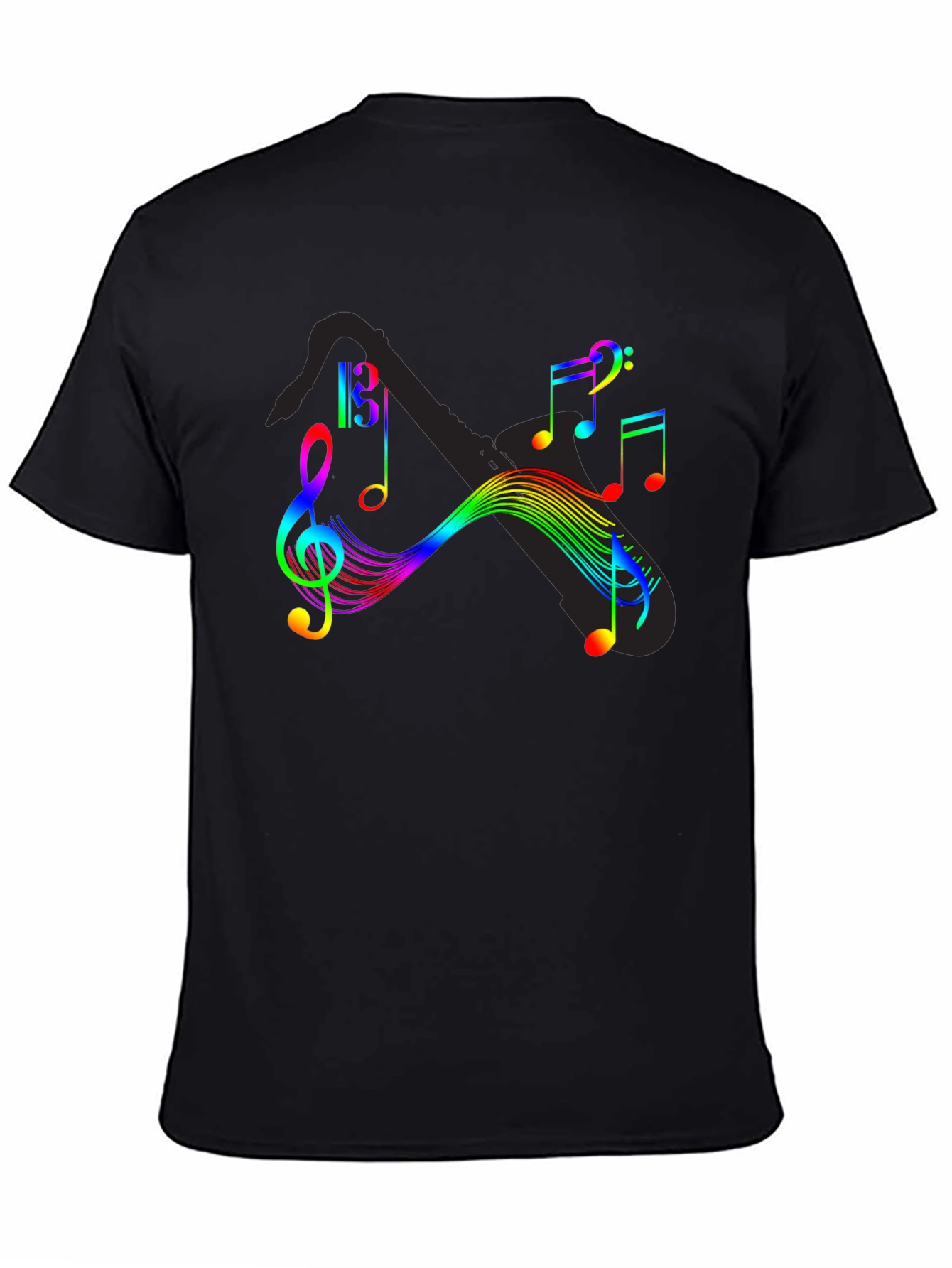 Rainbow Music Notes Graphic T-Shirt