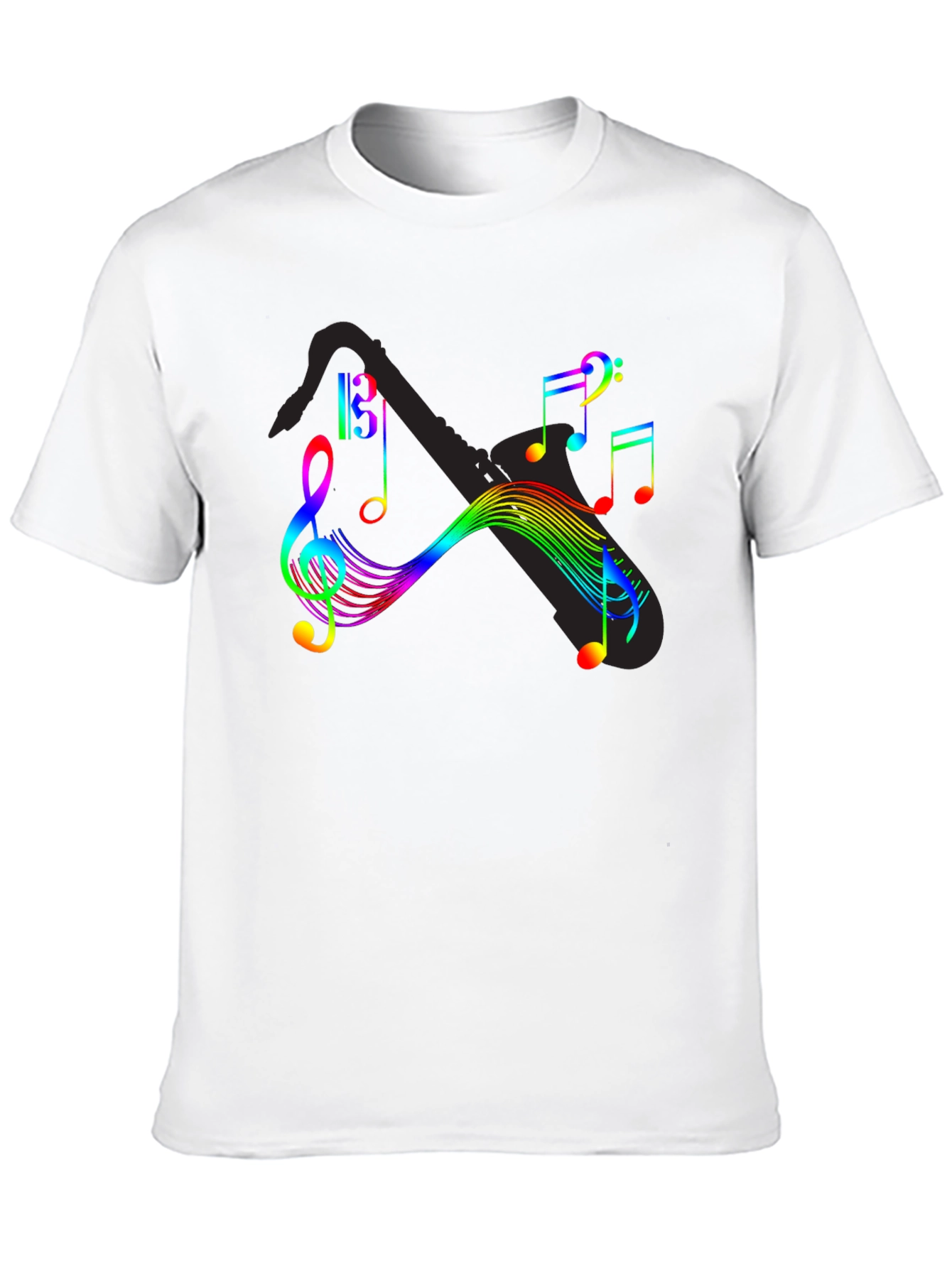 Rainbow Music Notes Graphic T-Shirt