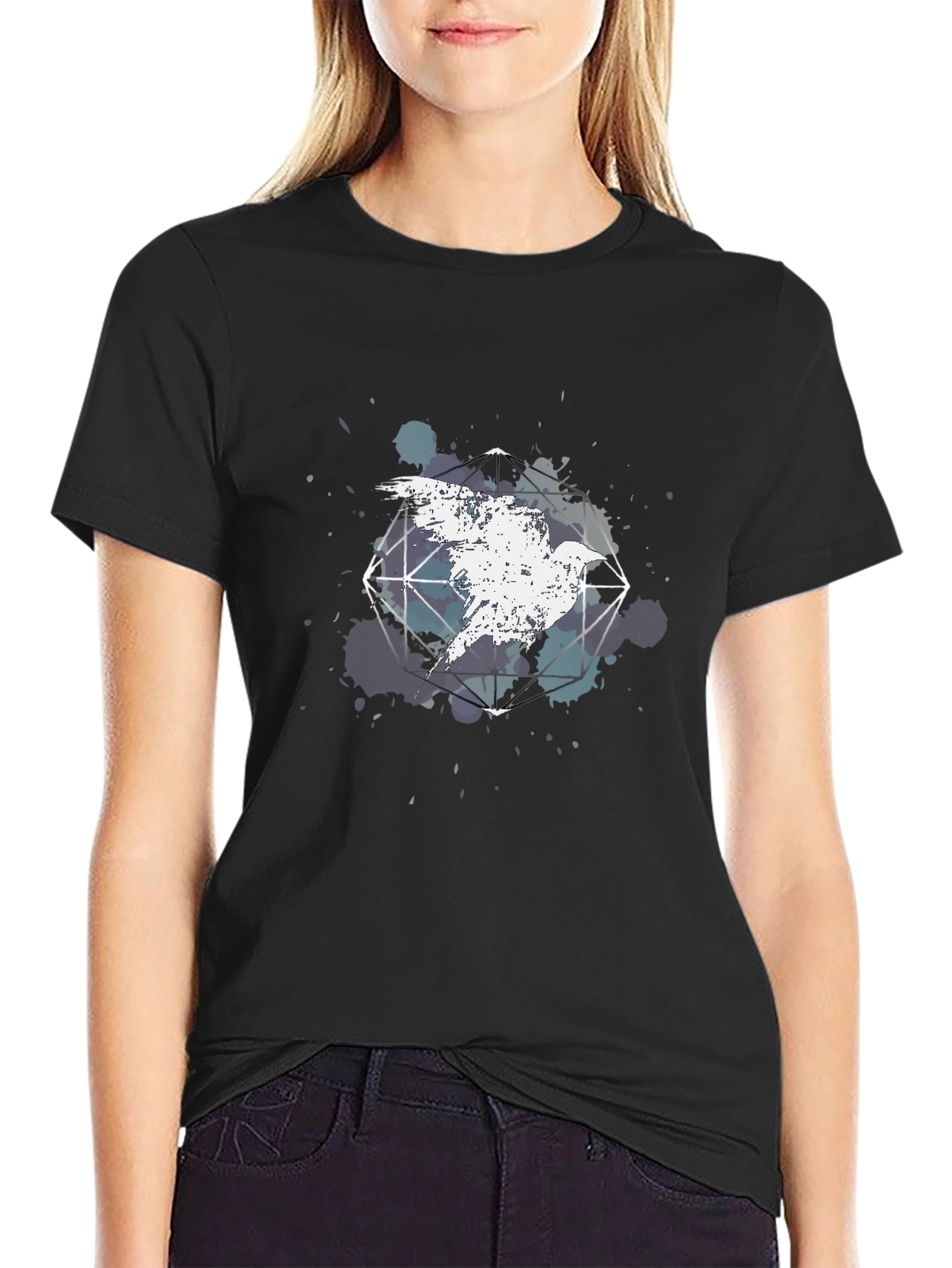 Geometric Bird Graphic Tee - Cool Abstract Design