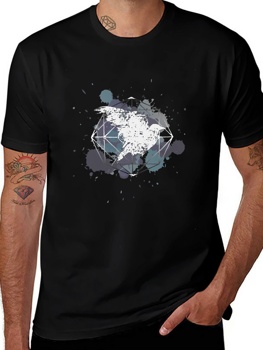 Geometric Bird Graphic Tee - Cool Abstract Design