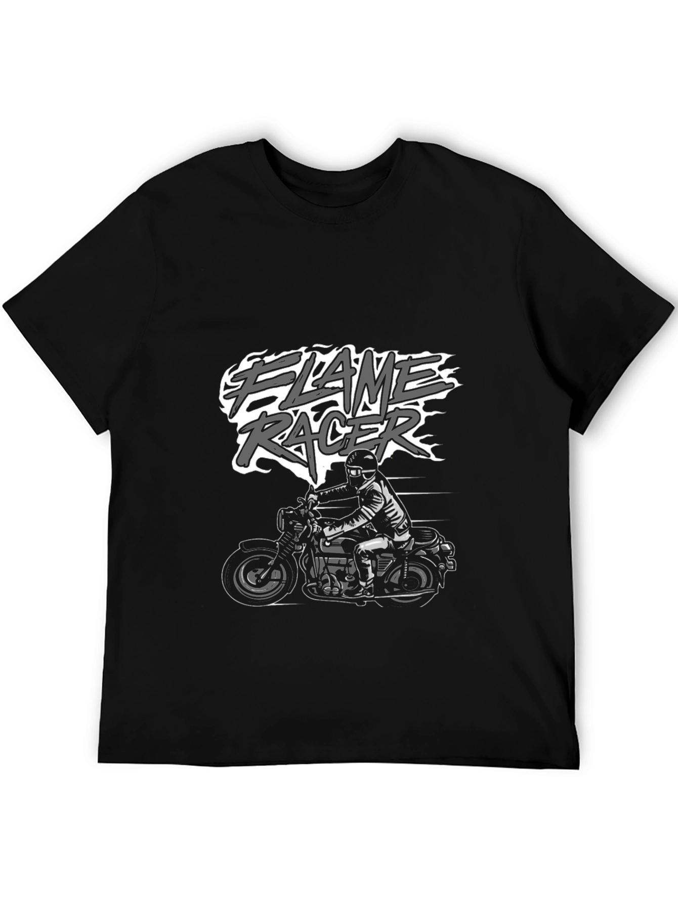Flame Racer Graphic Tee - Motorcycle Rider T-Shirt