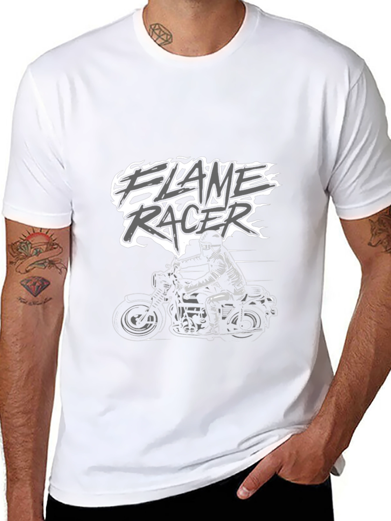 Flame Racer Graphic Tee - Motorcycle Rider T-Shirt