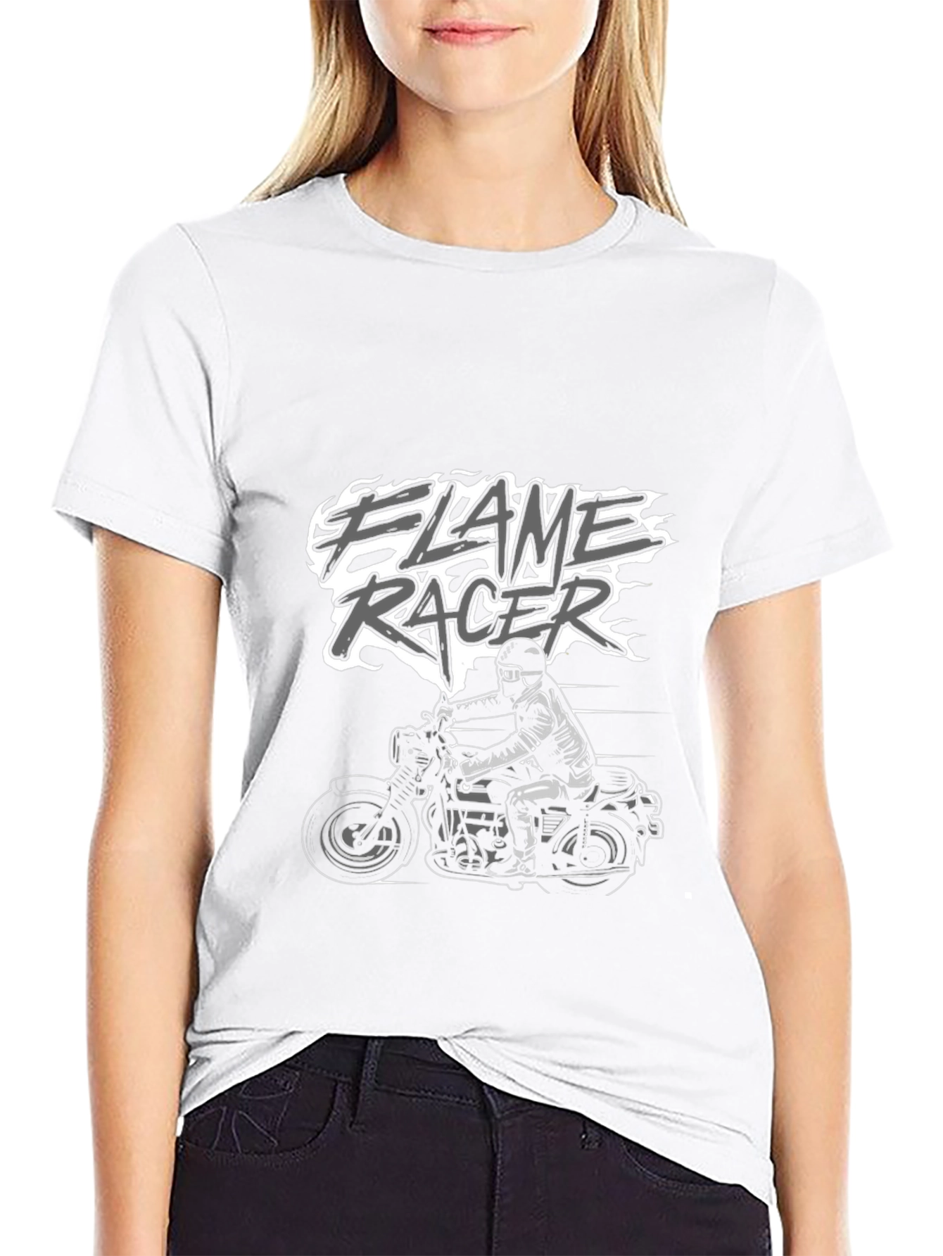 Flame Racer Graphic Tee - Motorcycle Rider T-Shirt