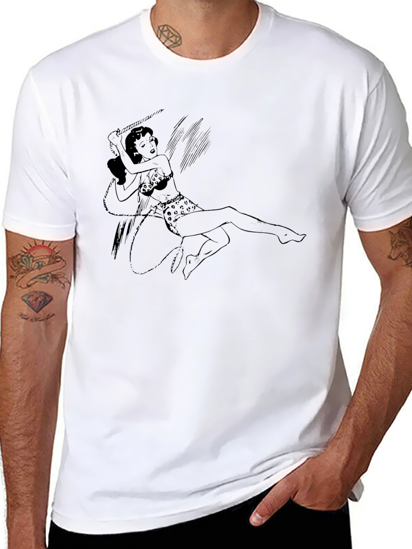 Jungle Girl Graphic Print Black T-Shirt