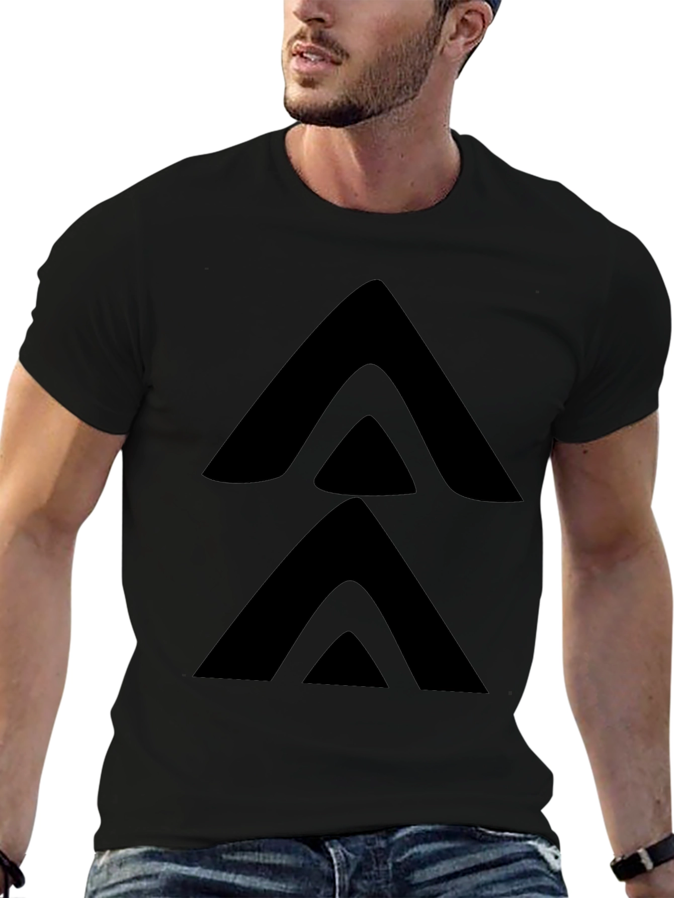 Minimalist Arrow Stack Black T-Shirt
