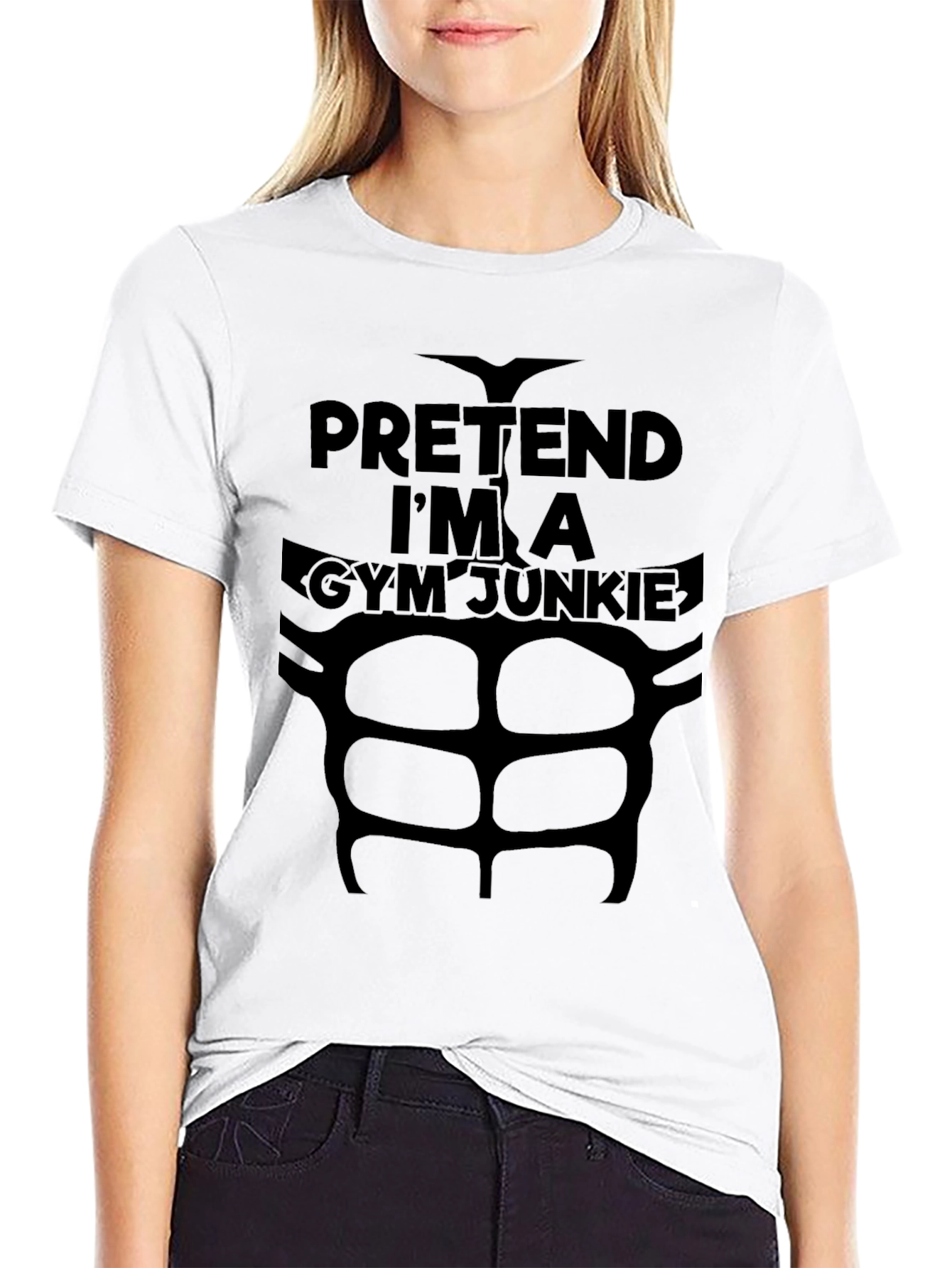 Funny Pretend Gym Junkie Abs T-Shirt