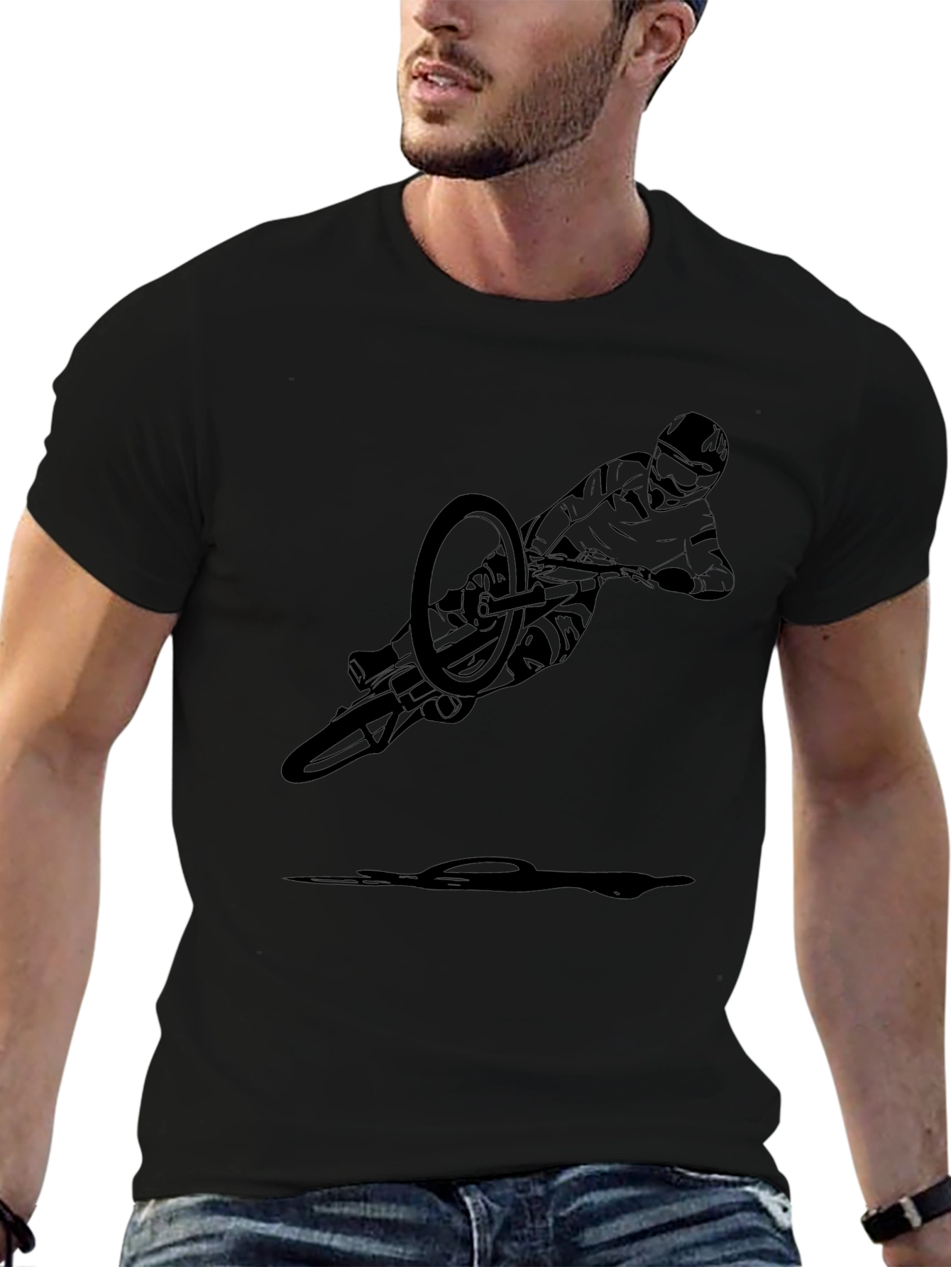 Mountain Biker Graphic Tee - Black Cotton T-Shirt