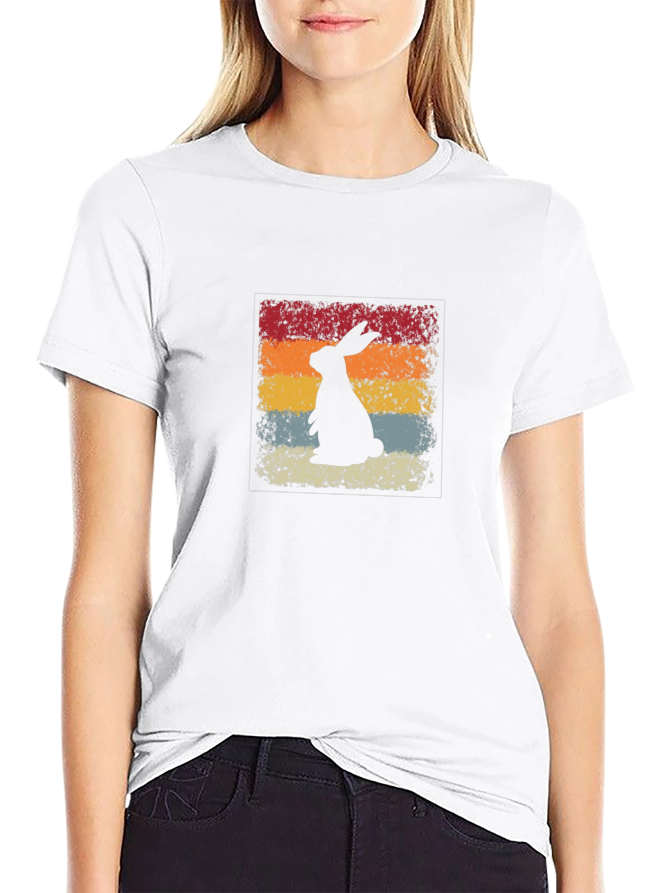 Retro Bunny Graphic Tee - Soft Cotton Blend