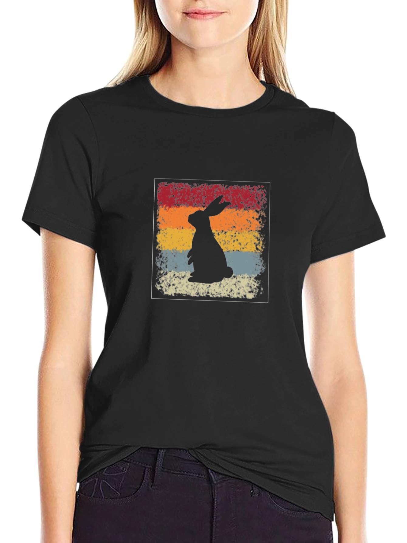 Retro Bunny Graphic Tee - Soft Cotton Blend