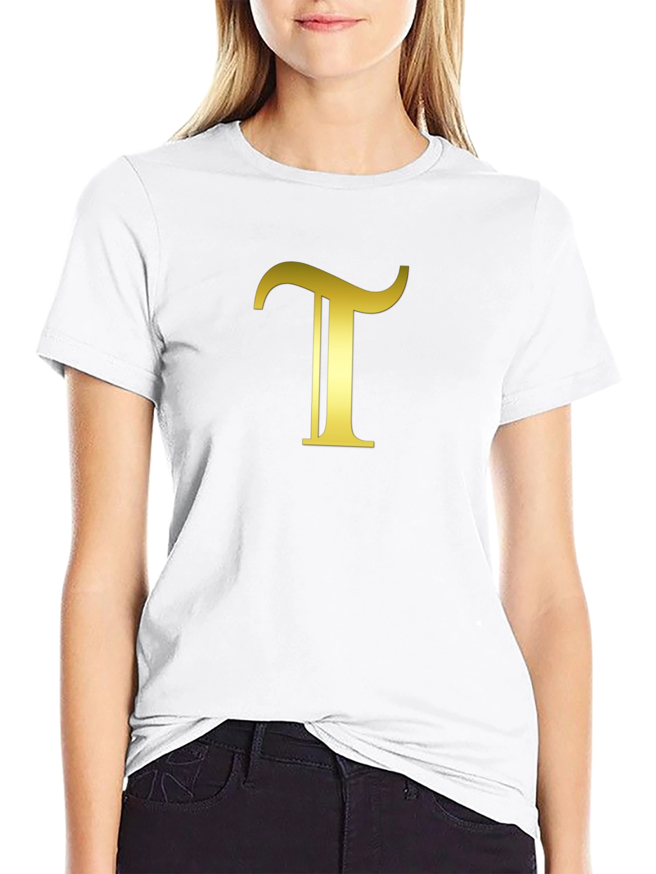 Gold Letter T Black T-Shirt