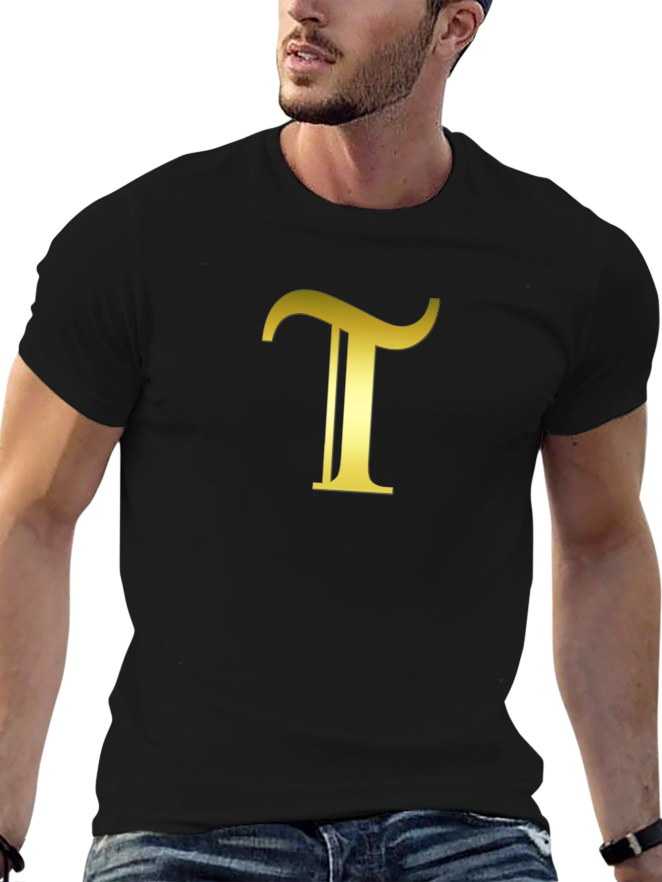 Gold Letter T Black T-Shirt