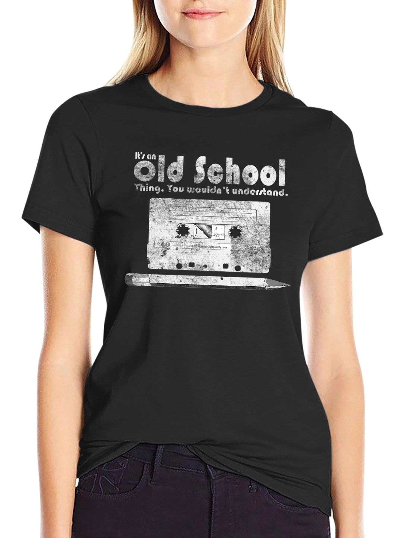Old School Cassette Tape & Pencil Graphic Tee