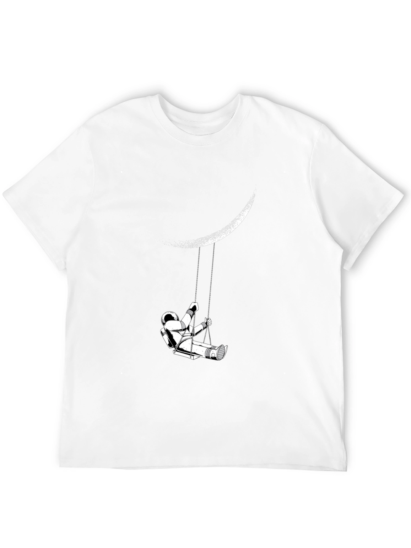 Astronaut Moon Swing Graphic Tee - Black Casual T-Shirt