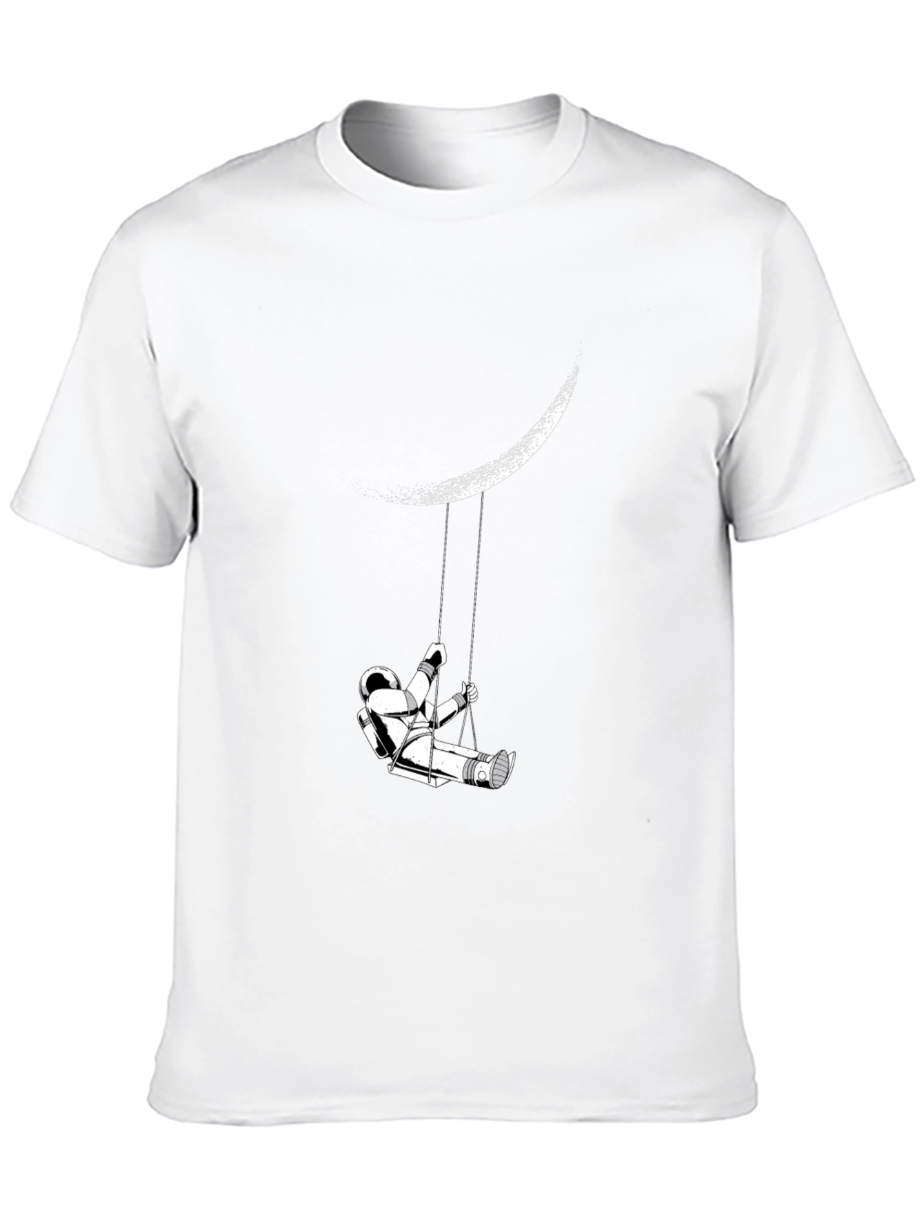 Astronaut Moon Swing Graphic Tee - Black Casual T-Shirt