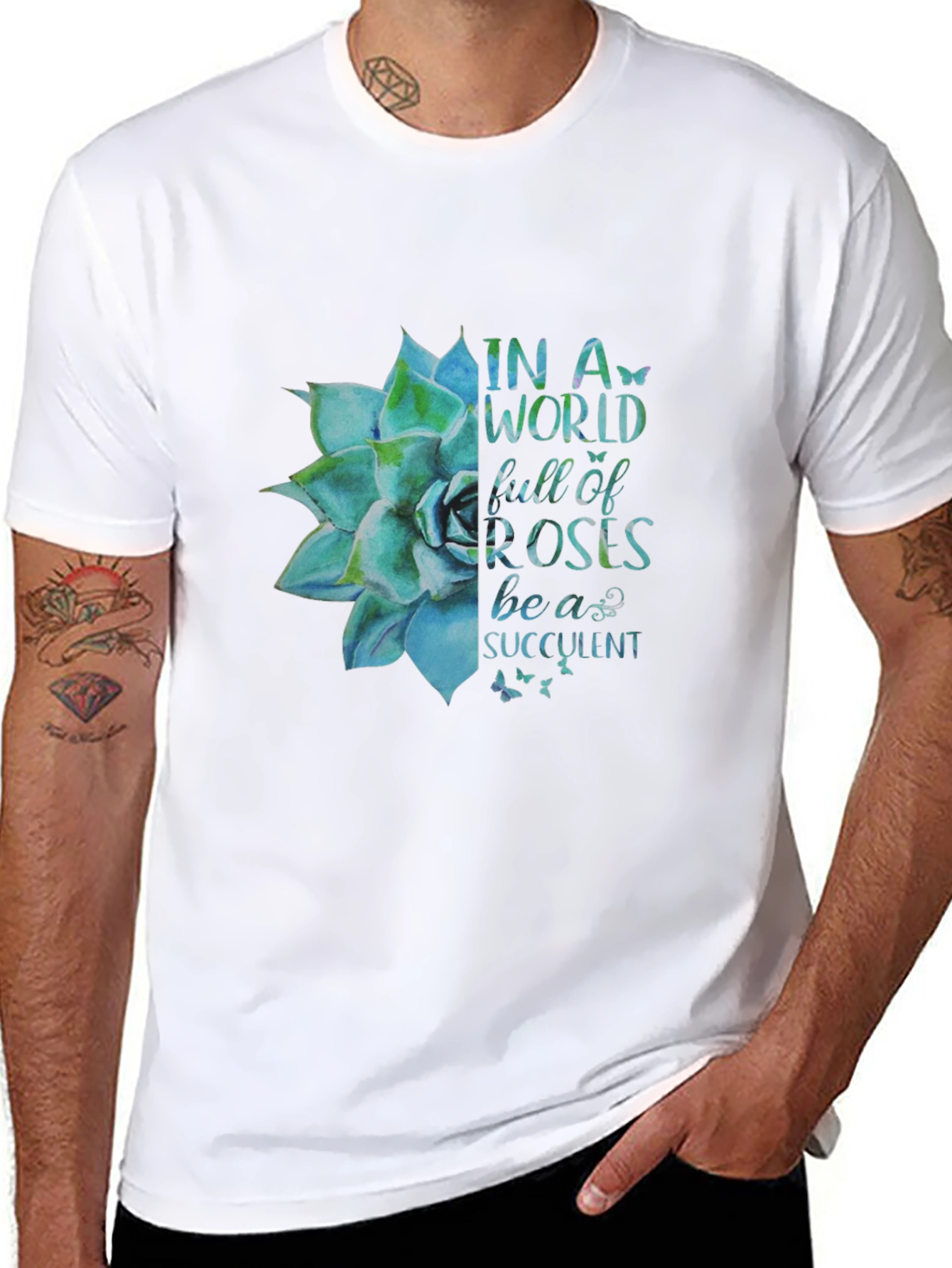 Succulent Graphic Black T-Shirt
