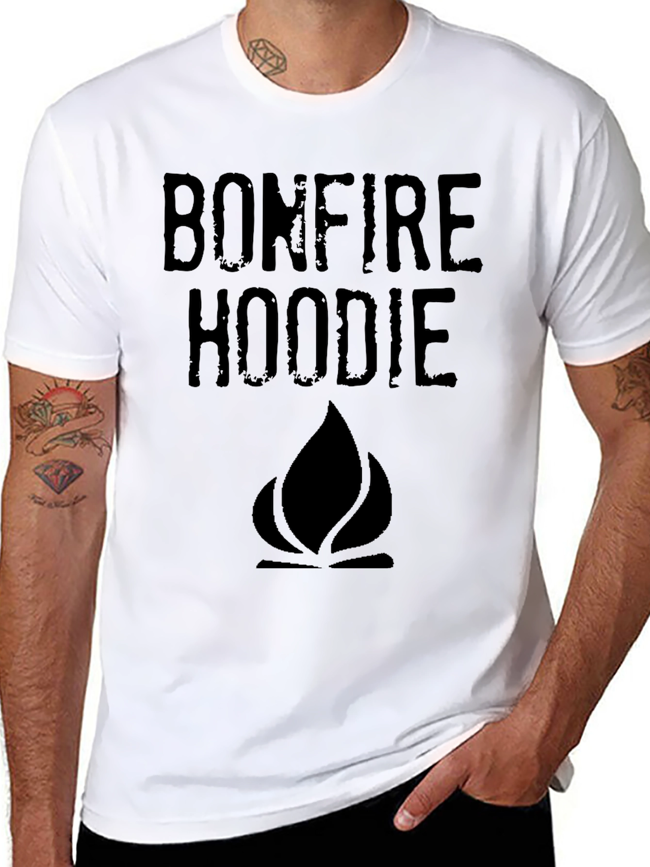 Bonfire Hoodie Graphic Tee - Black