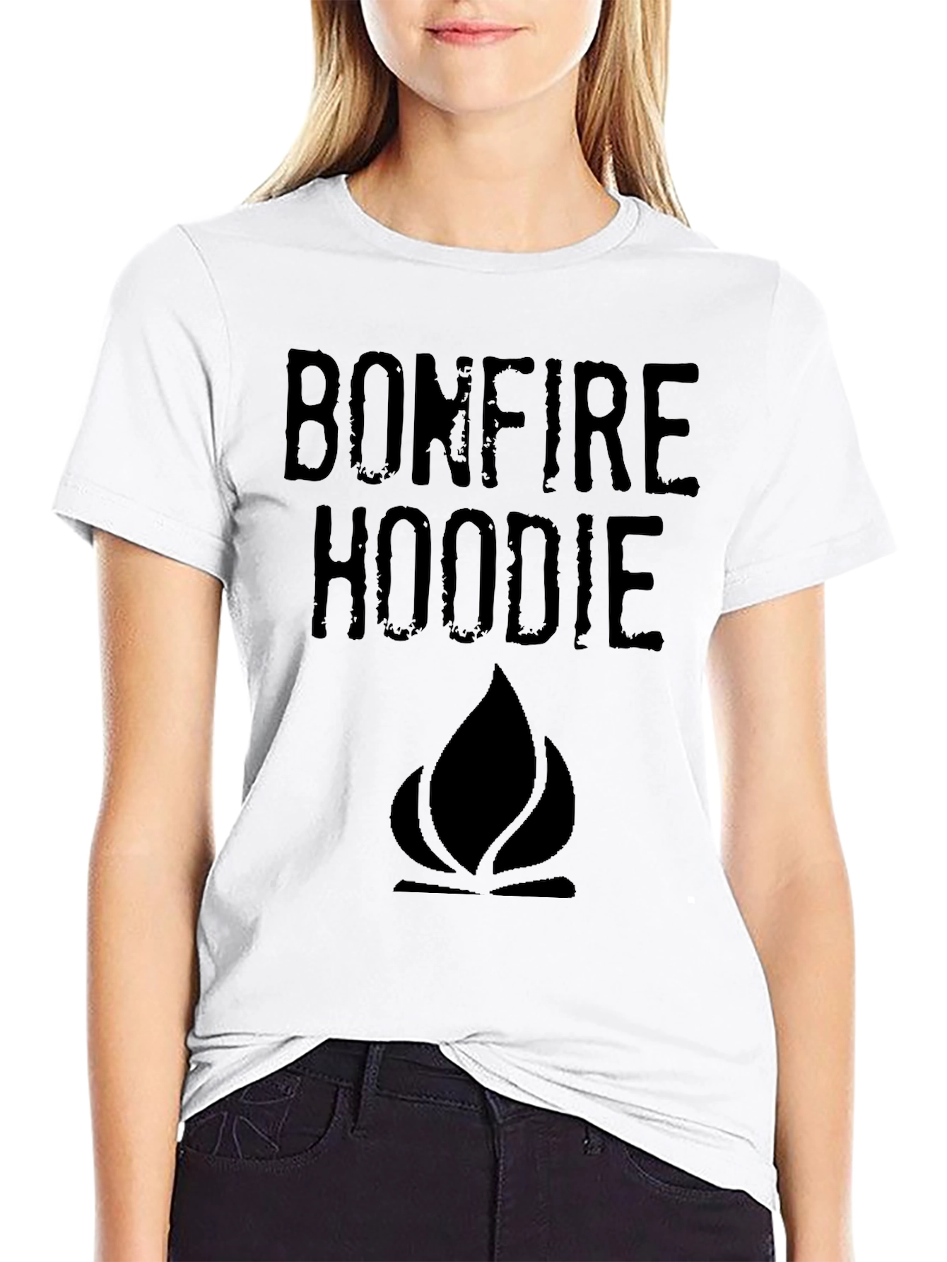 Bonfire Hoodie Graphic Tee - Black
