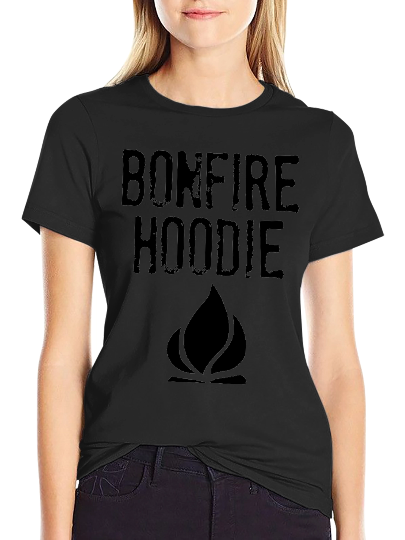 Bonfire Hoodie Graphic Tee - Black