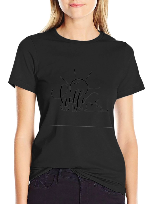 Hello New Day Black Graphic T-Shirt