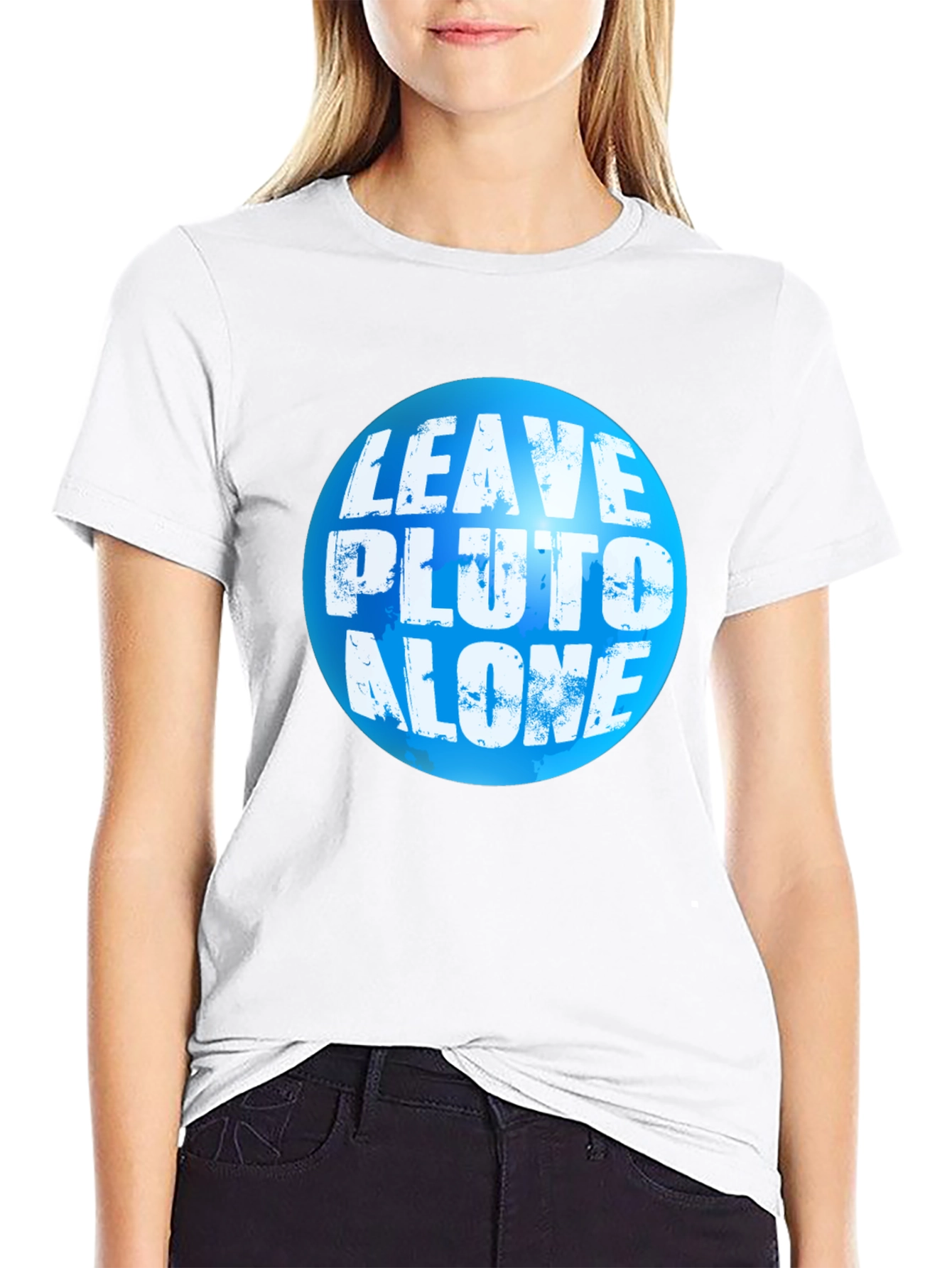 Leave Pluto Alone T-Shirt - Black Crew Neck Tee