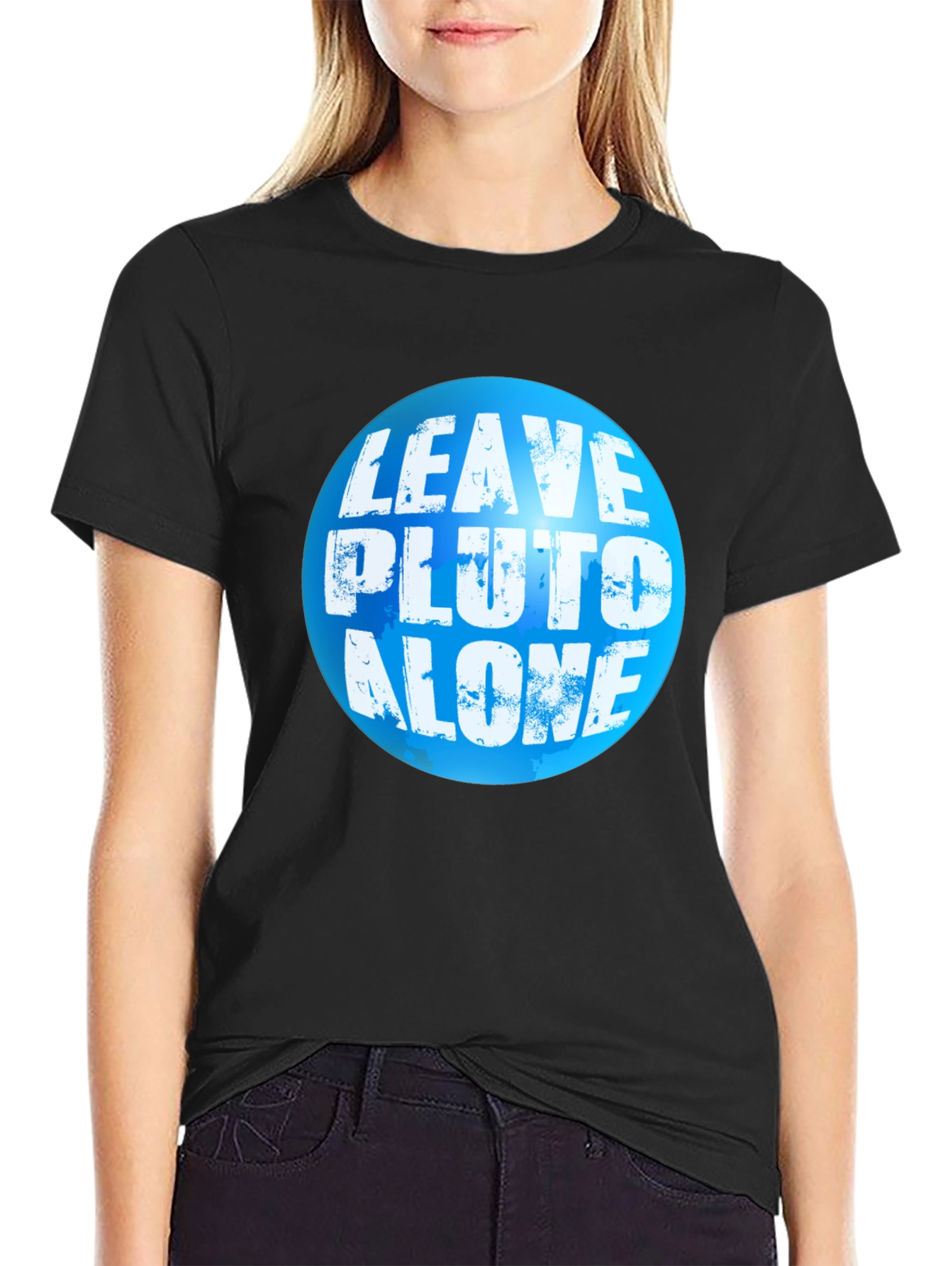 Leave Pluto Alone T-Shirt - Black Crew Neck Tee