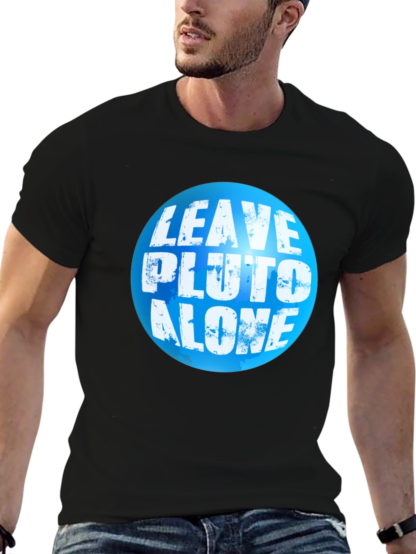 Leave Pluto Alone T-Shirt - Black Crew Neck Tee